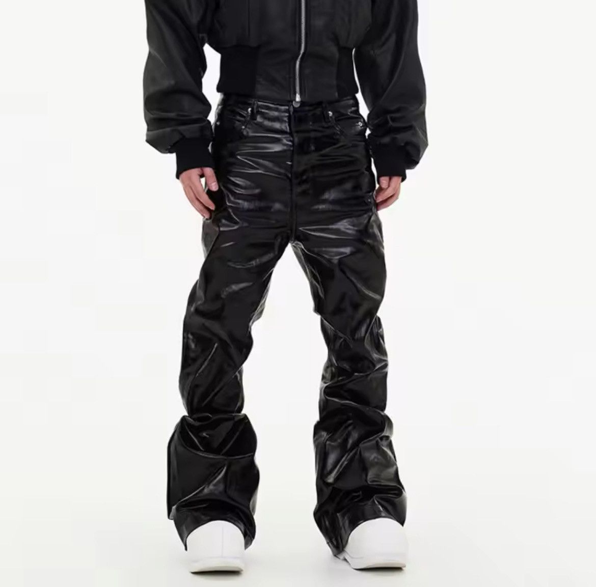 Jean × Vintage Men Wide Leg Coating Glossy Leather Jean Size US 31 - 2 Thumbnail
