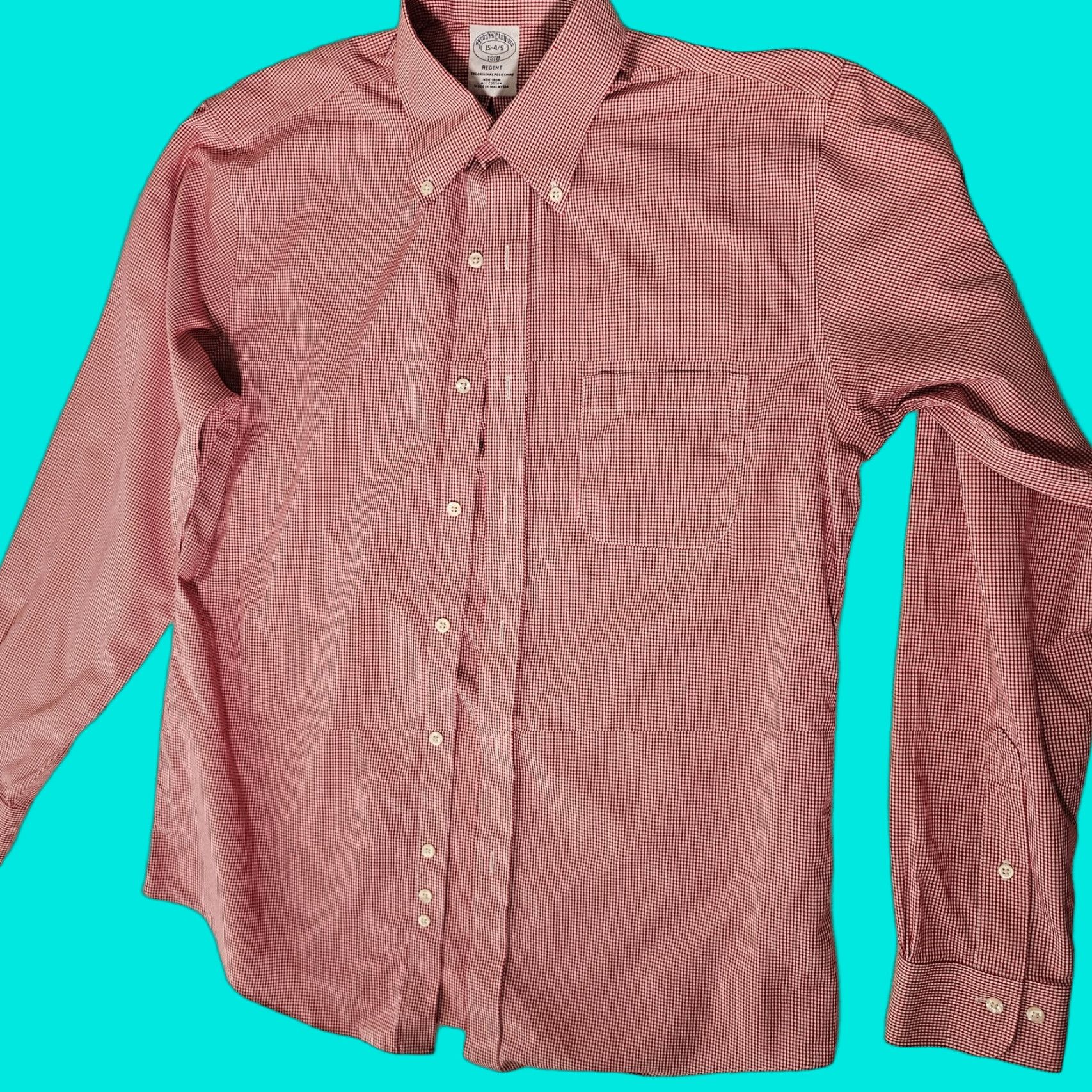 Brooks Brothers Brooks Brothers Men’s Dress Shirt Regent Fit Long Sleeve Button-Down 15 Red Checks Non-Iron 15 in Neck Mens Regular Shirt Size US M / EU 48-50 / 2 - 1 Thumbnail