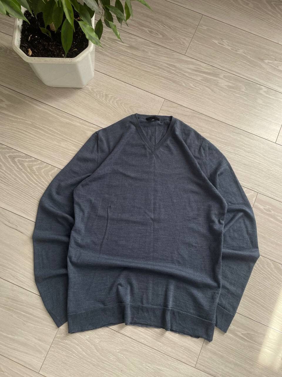 Helmut Lang × Japanese Brand × Vintage Vintage Helmut Lang V- Neck Wool Sweater Y2K Size US XL / EU 56 / 4 - 1 Thumbnail