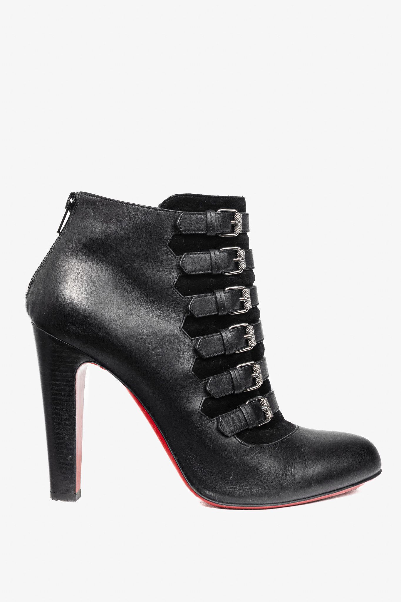 Christian Louboutin Attrroupee Leather/Suede Buckled Booties