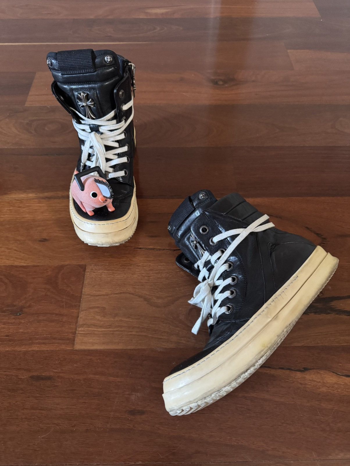 Chrome Hearts × Rick Owens Rick Owens Chrome Hearts Short-Tongue Staple Geodunks Size US 10 / EU 43 - 1 Thumbnail