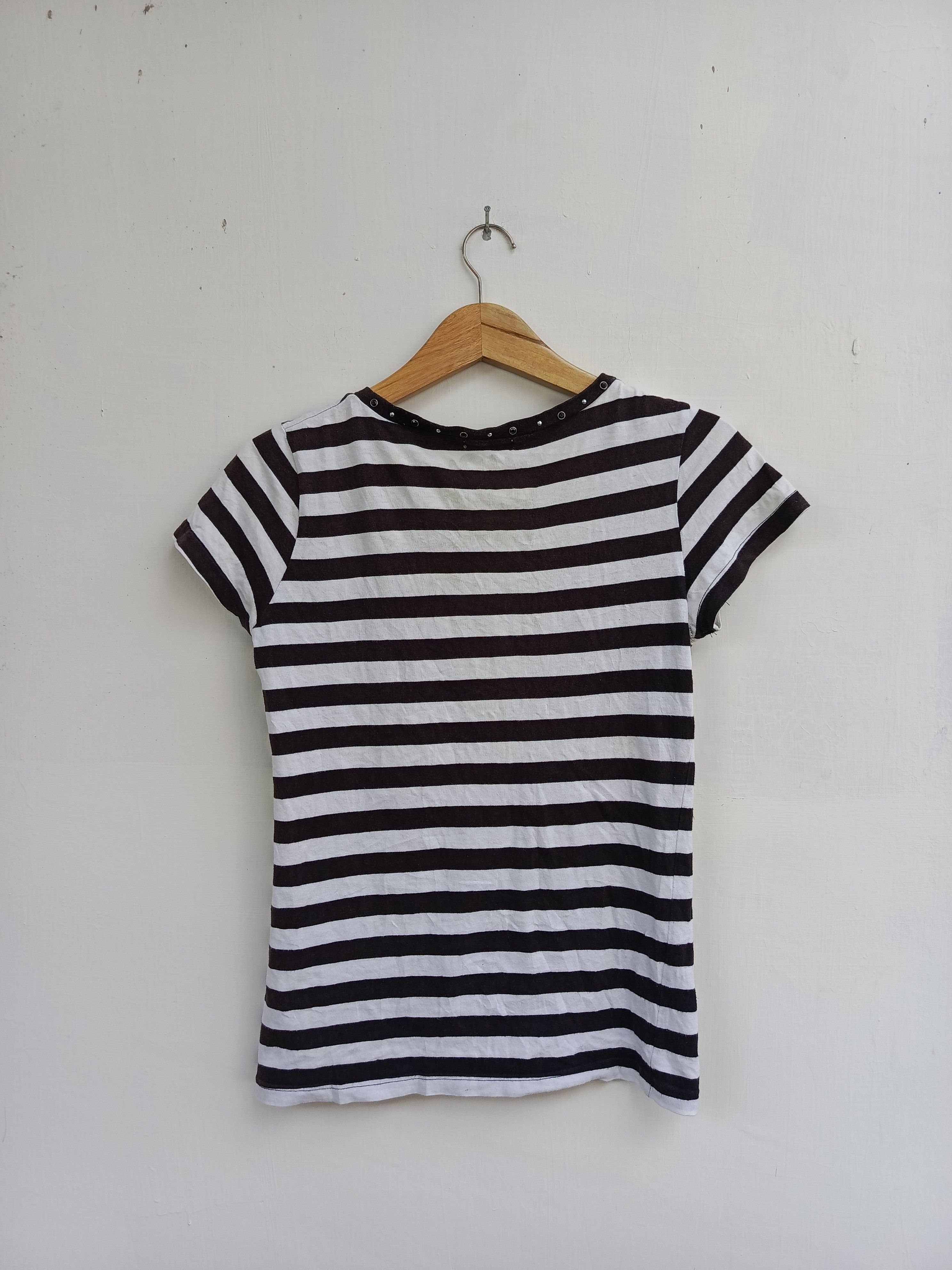 Japanese Brand Colza Happily stripe tshirt Size L / US 10 / IT 46 - 6 Thumbnail