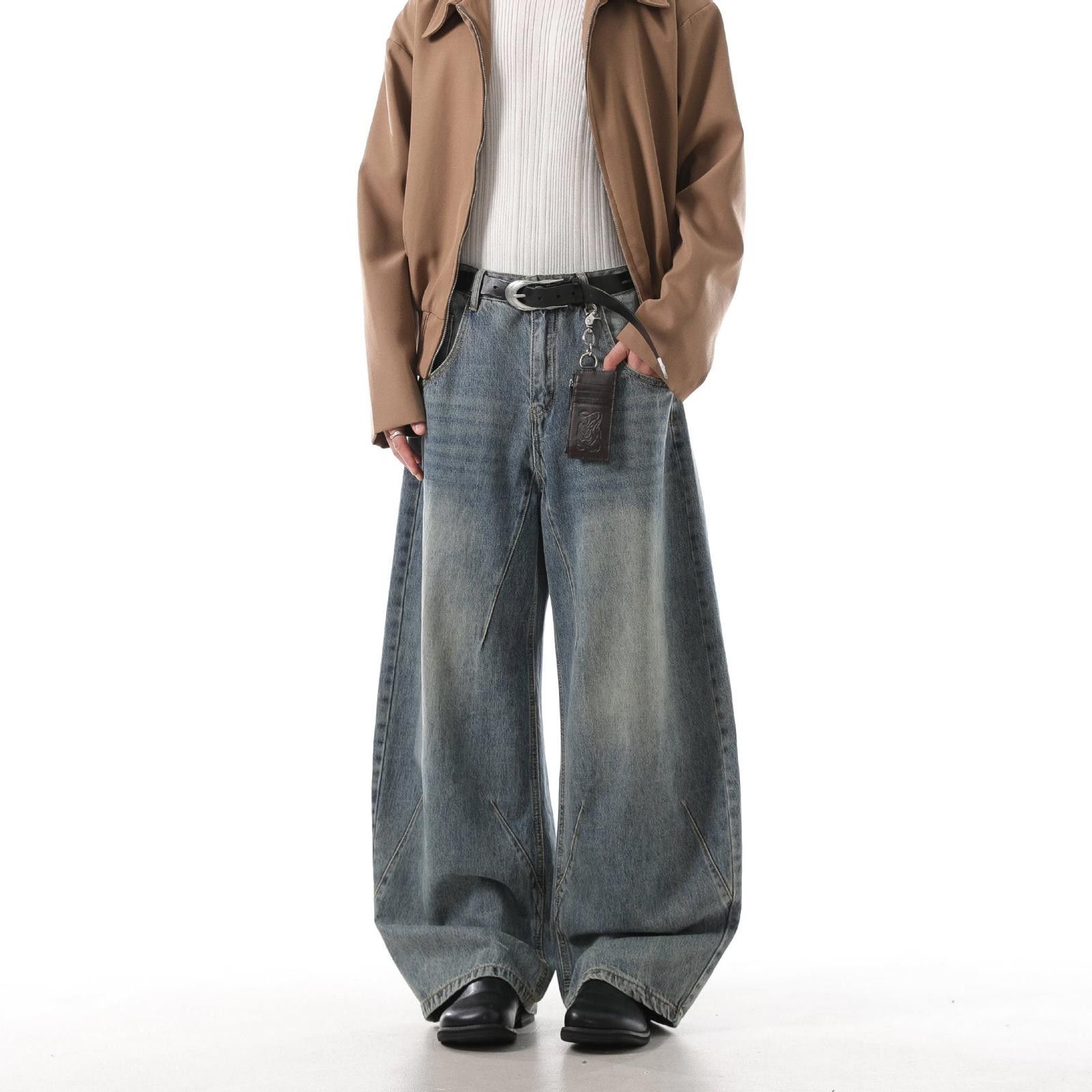 Faded Wide Leg Jeans, Baggy Denim Pants