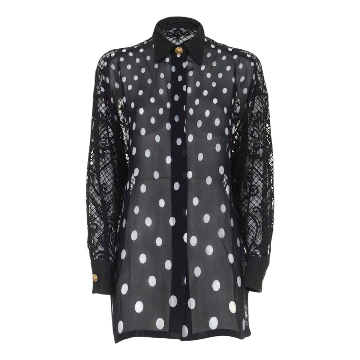 Versace × Vintage Vintage Gianni Versace Polka Dot Lace Tunic Shirt Size S / US 4 / IT 40 - 1 Thumbnail