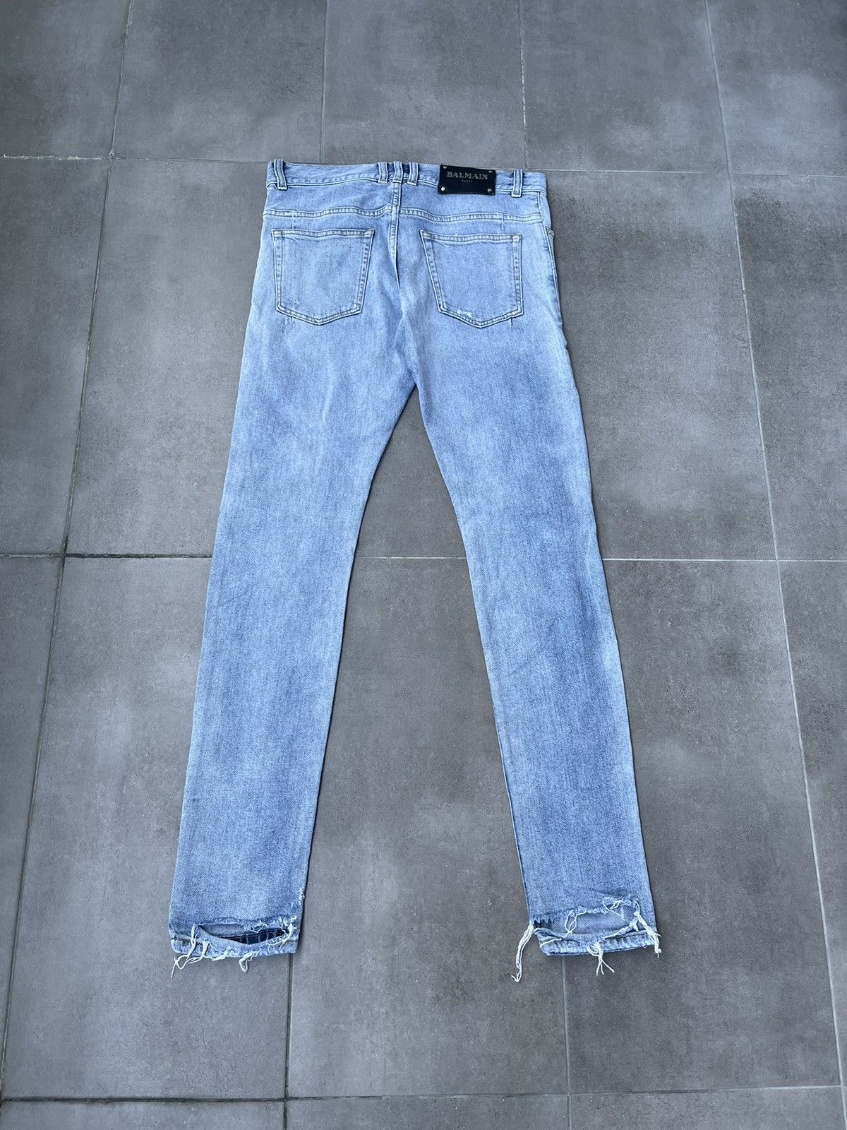 Balmain Balmain Distressed Indigo Biker Denim Pants Size US 31 - 16 Thumbnail