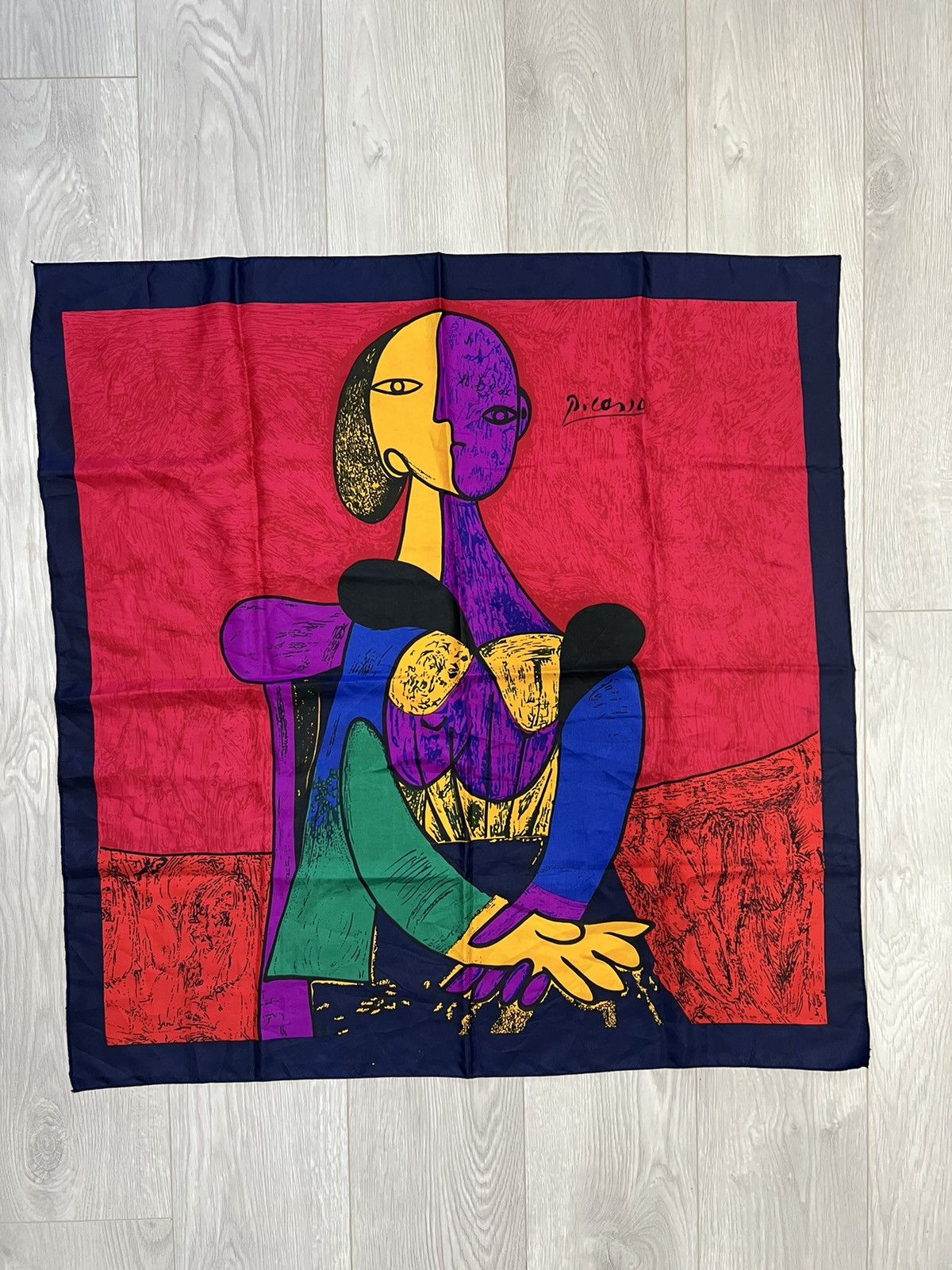 Vintage Vintage 90s Picasso Silk Scarf Art museum red Size ONE SIZE - 1 Thumbnail