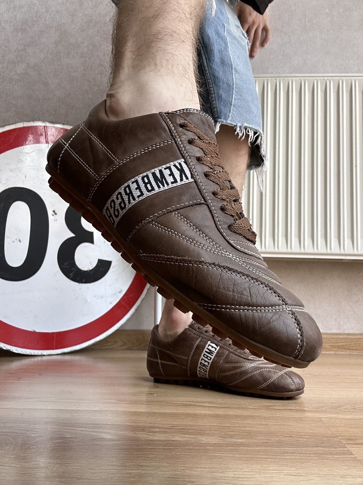 Dirk Bikkembergs Trainers Brown Leather Shoes, Men's (Size 8)