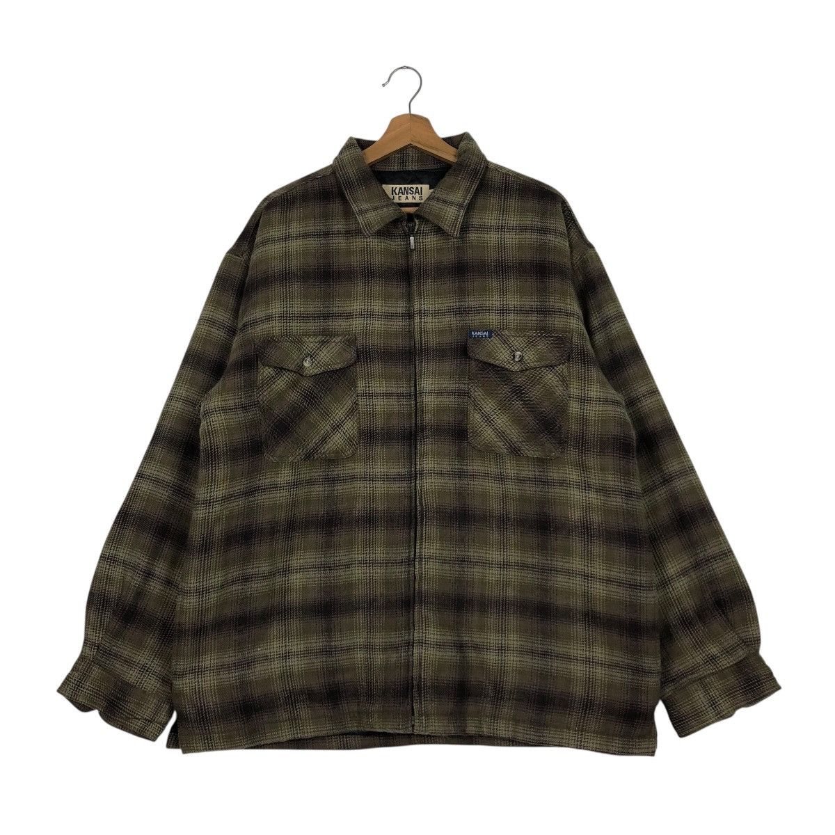 Japanese Brand 🔥VINTAGE WORK SHIRT CHORE JACKET KANSAI JEANS TARTAN DESIGN Size US XL / EU 56 / 4 - 3 Thumbnail