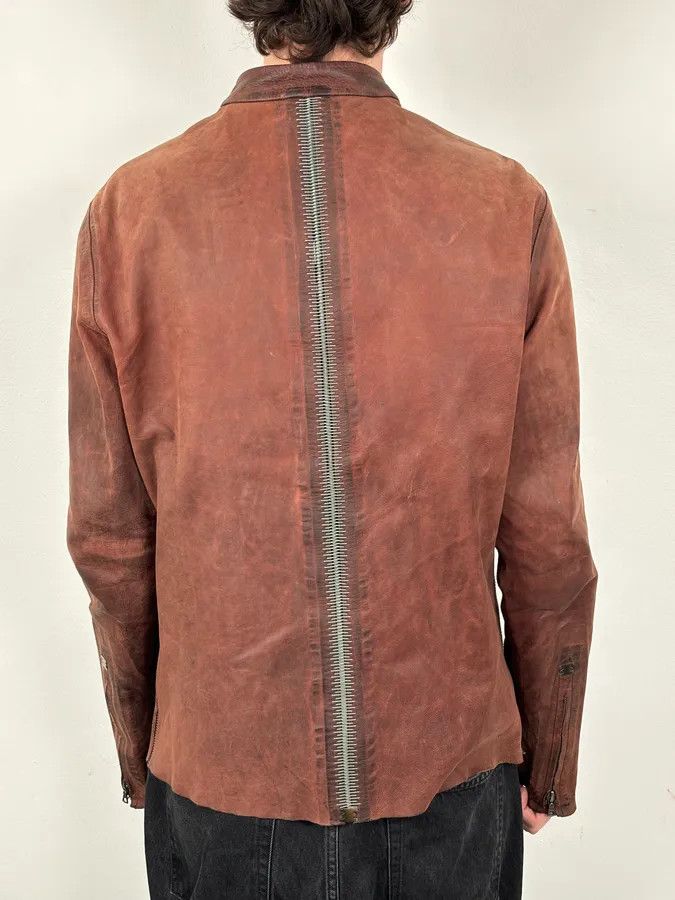 Isaac Sellam Experience Isaac Sellam Bordeaux Leather Back-Zip Avant-Garde Jacket Size US L / EU 52-54 / 3 - 3 Thumbnail