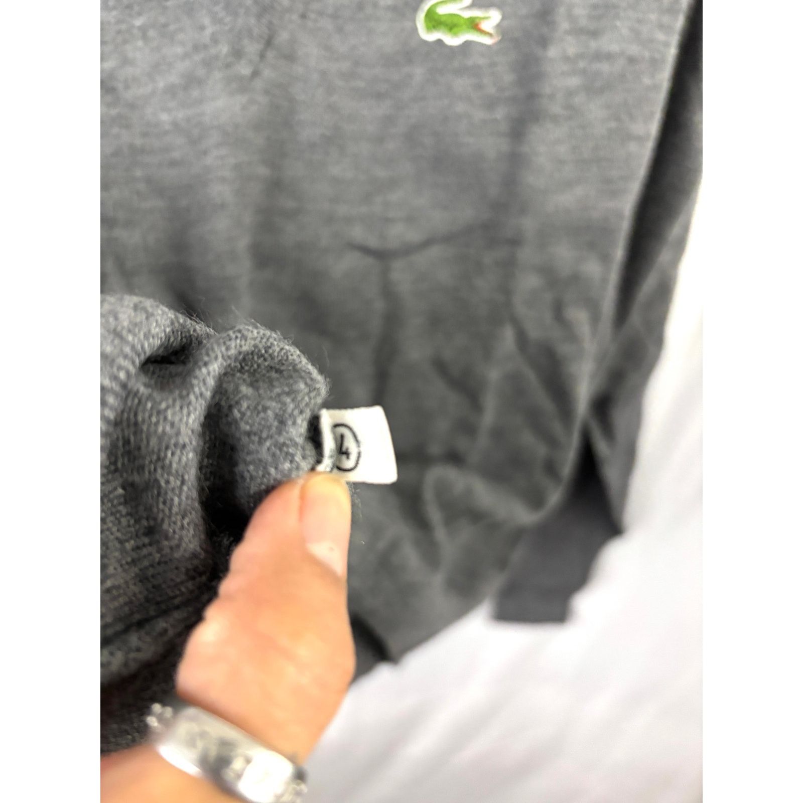 Vintage 1980s Izod Lacoste Gray Knit V-Neck Sweater Men’s