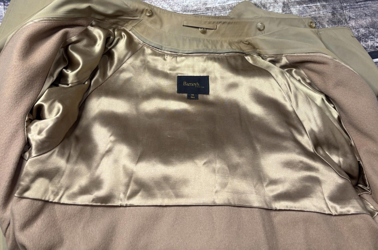 Barneys New York Barney's New York Trench Coat Men 46 Check 100% Wool Lining Size US XXL / EU 58 / 5 - 4 Thumbnail