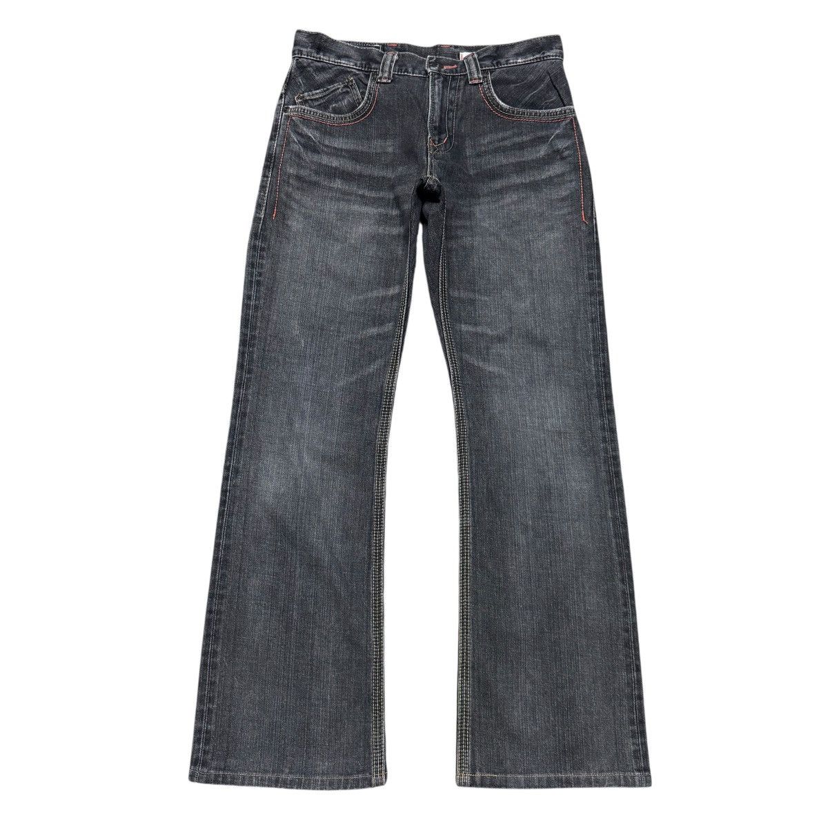 Edwin Vintage Edwin 401XVS Faded Black Denim Flare Jeans Size US 30 / EU 46 - 2 Thumbnail