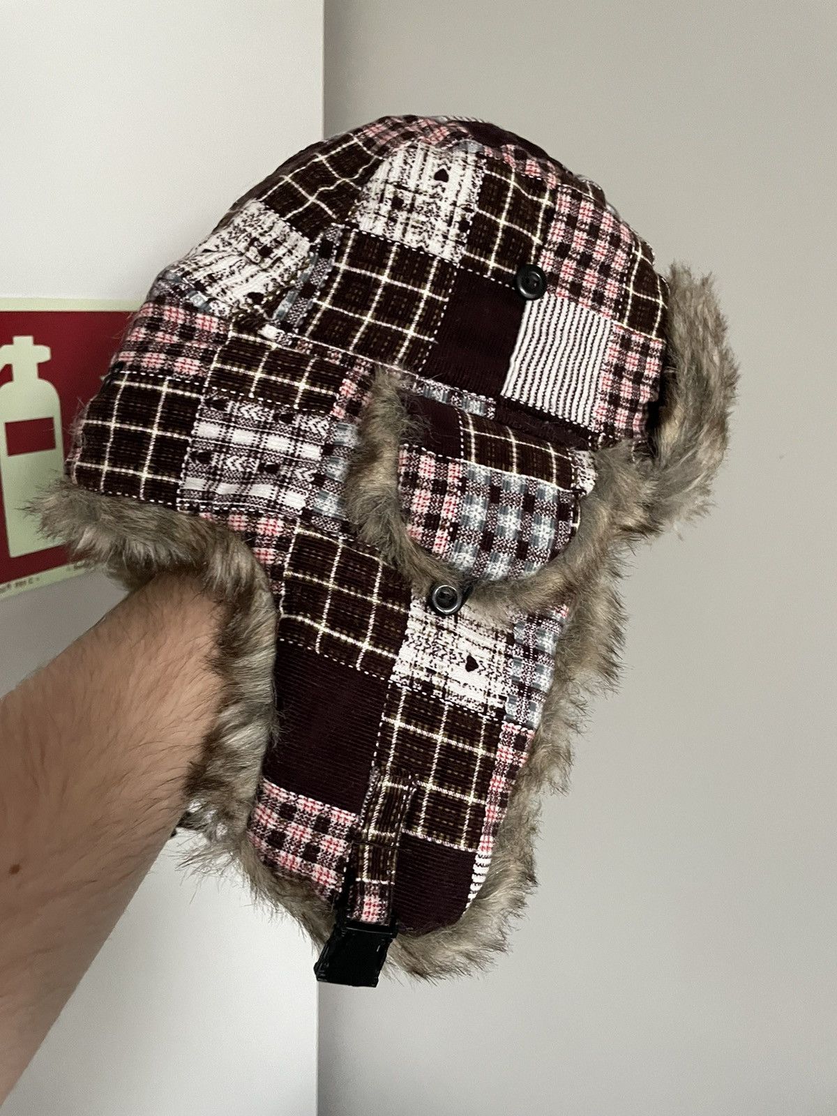 Hysteric Glamour Vintage Patchwork Earflaps hat fur patchwork pink Size ONE SIZE - 3 Thumbnail