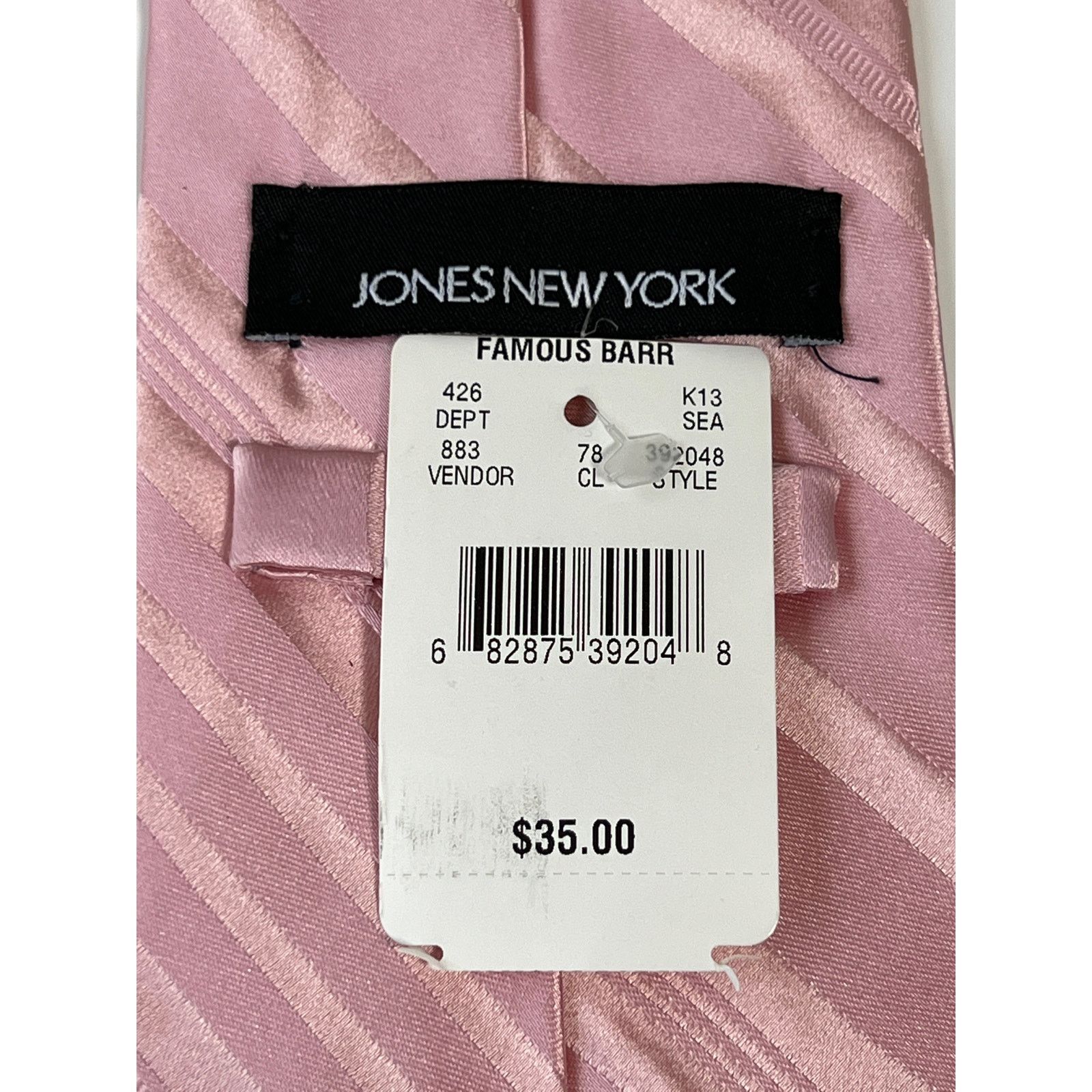 Jones New York Jones New York Men's Pink Striped 100% Silk Necktie Neck Tie Size ONE SIZE - 3 Thumbnail