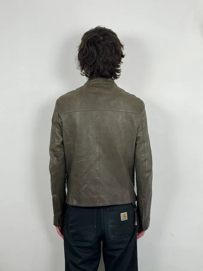 Emporio Armani SS2014 Emporio Armani Asymmetrical Zip Perfored Grey Leather Jacket Size US M / EU 48-50 / 2 - 3 Thumbnail