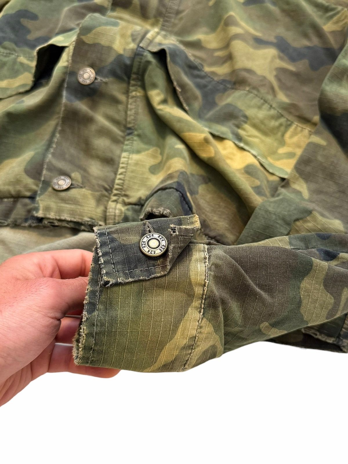 424 Cropped Distressed Camo Anorak Parka Green Size US M / EU 48-50 / 2 - 4 Thumbnail