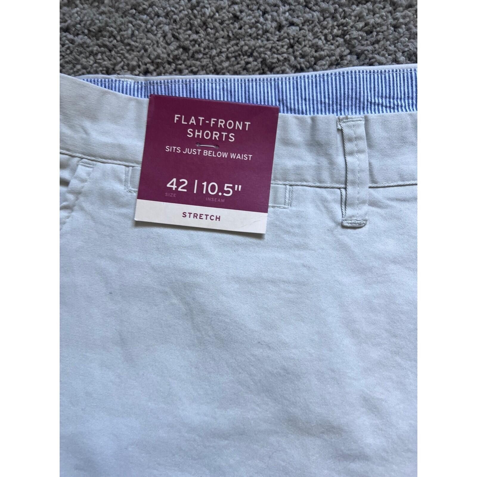Merona Merona Mens Flat Front Chino Shorts Stone White 42 NWT Size US 42 / EU 58 - 4 Thumbnail