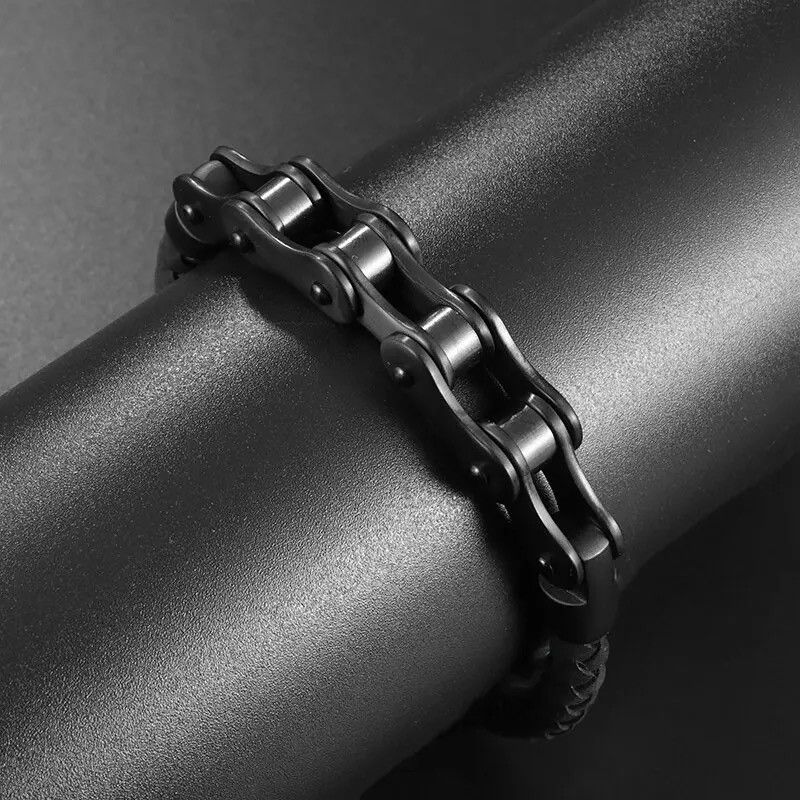 Vintage Punk Rock Men Vintage Black Bicycle Chain Bracelets Size ONE SIZE - 2 Thumbnail