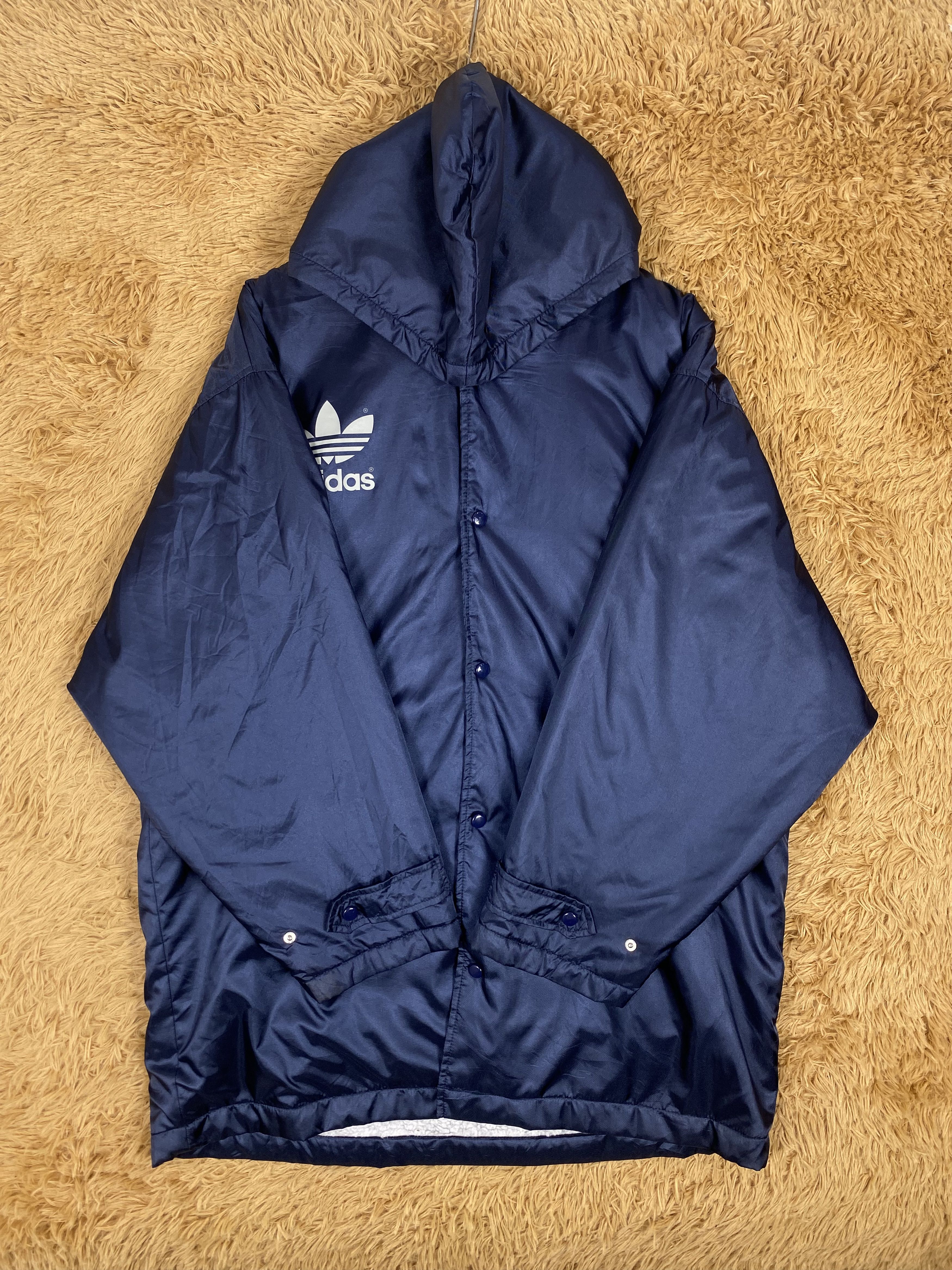 Adidas Vintage Adidas Big Logo Fleece Lining Long Jacket PJ2489 Size US XL / EU 56 / 4 - 4 Thumbnail
