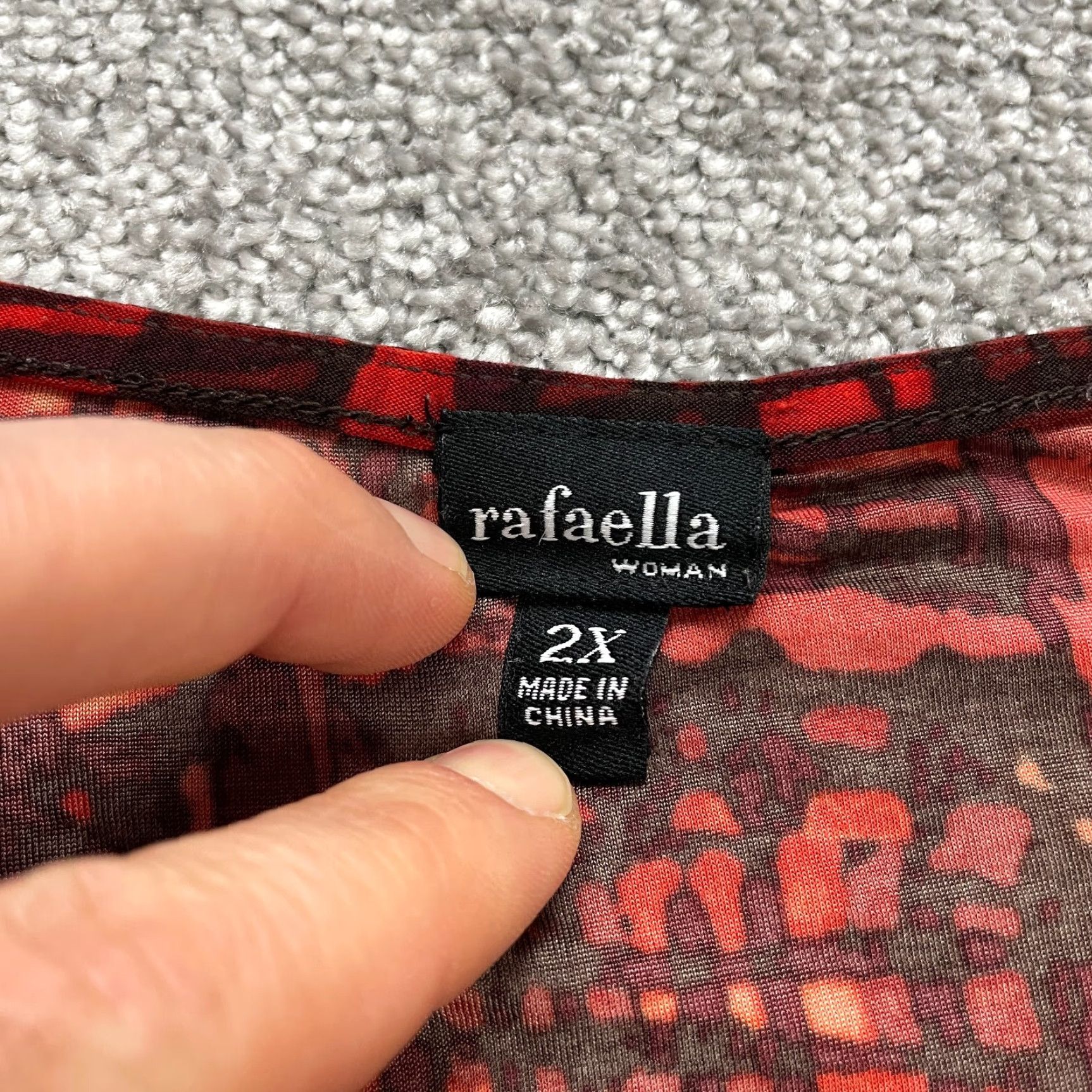 Vintage Rafaella Shift Dress Womens 2XL Red Black Geometric V-Neck Long Sleeve Beaded Dress Size XXL / US 16-18 / IT 52-54 - 4 Thumbnail