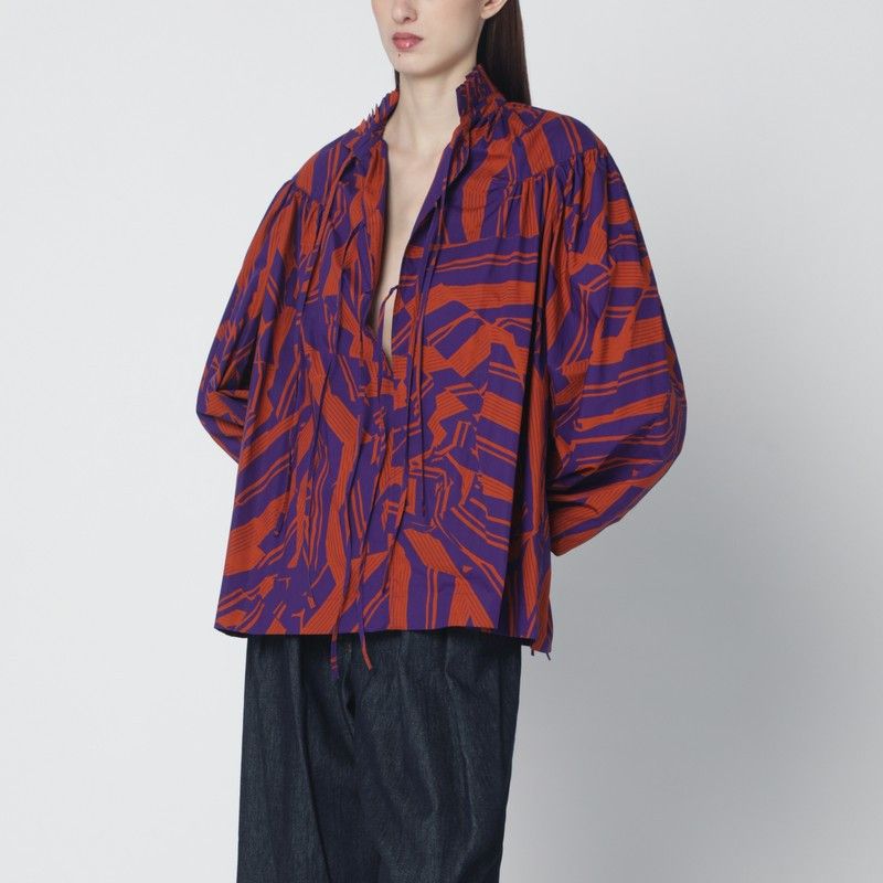 Dries Van Noten Dries Van Noten Loose Shirt With Ruffle Details And Crushed Stripe Print Size M / US 6-8 / IT 42-44 - 1 Thumbnail