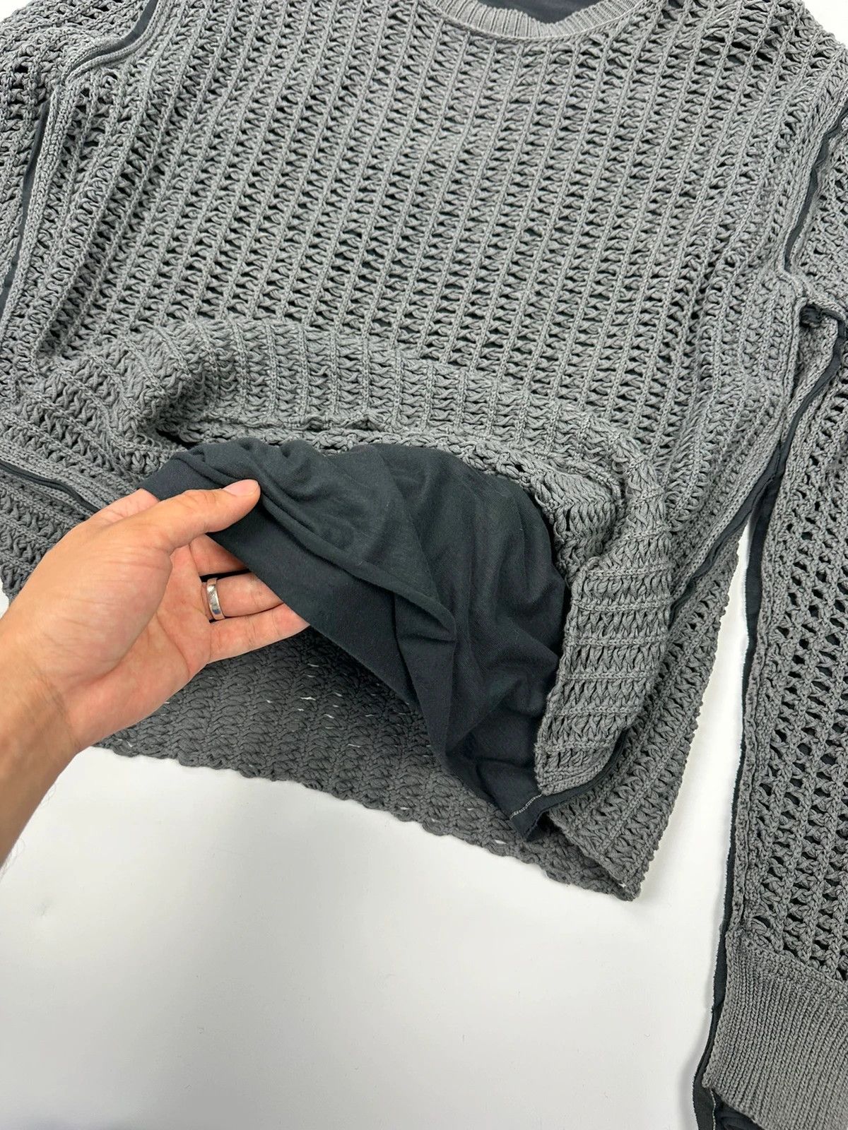 Dolce & Gabbana Dolce & Gabbana 00’s Net Double Layer Knit Grey Sweater Size US L / EU 52-54 / 3 - 5 Thumbnail