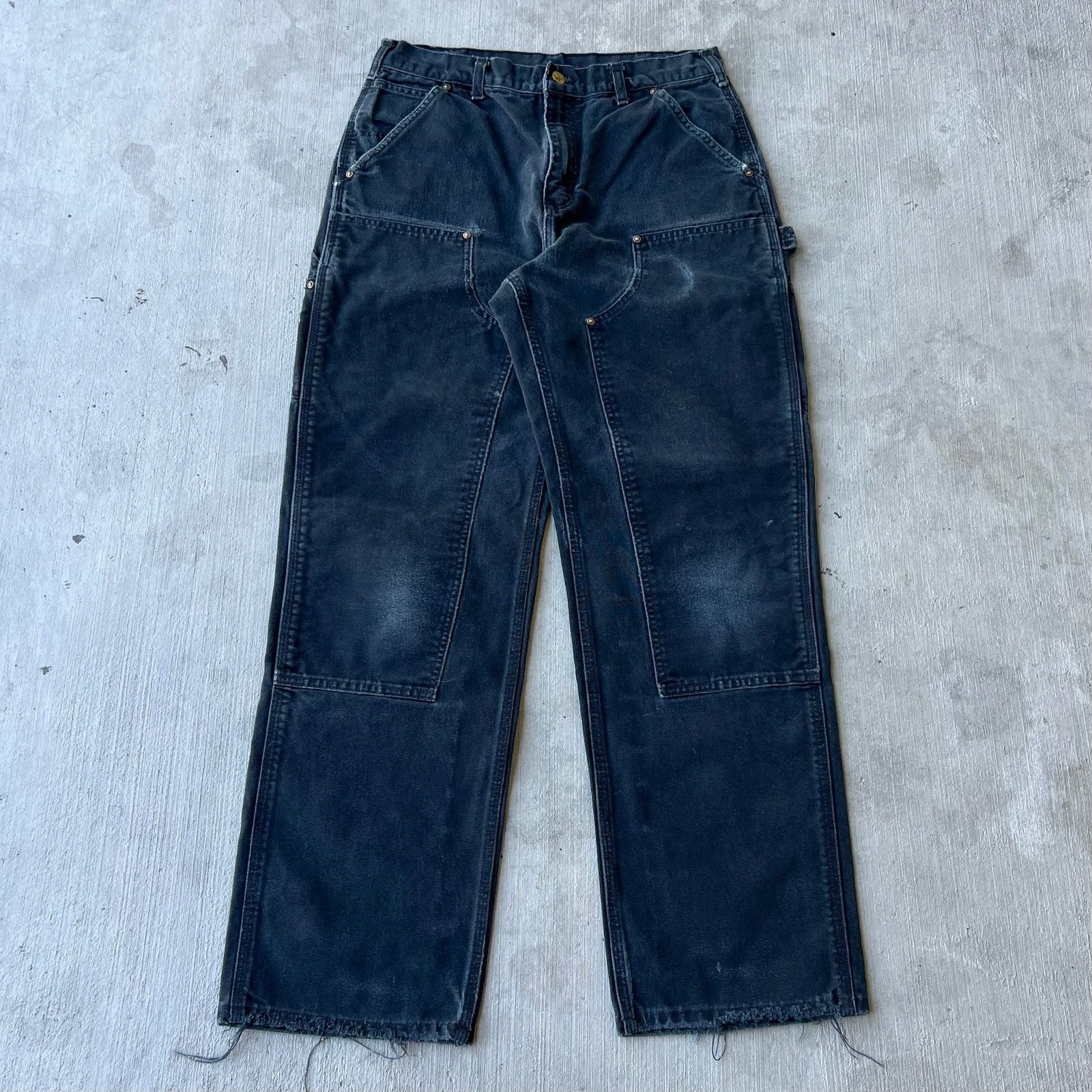 Carhartt × Vintage Carhartt faded black double knee work wear carpenter pants Size US 31 - 1 Thumbnail