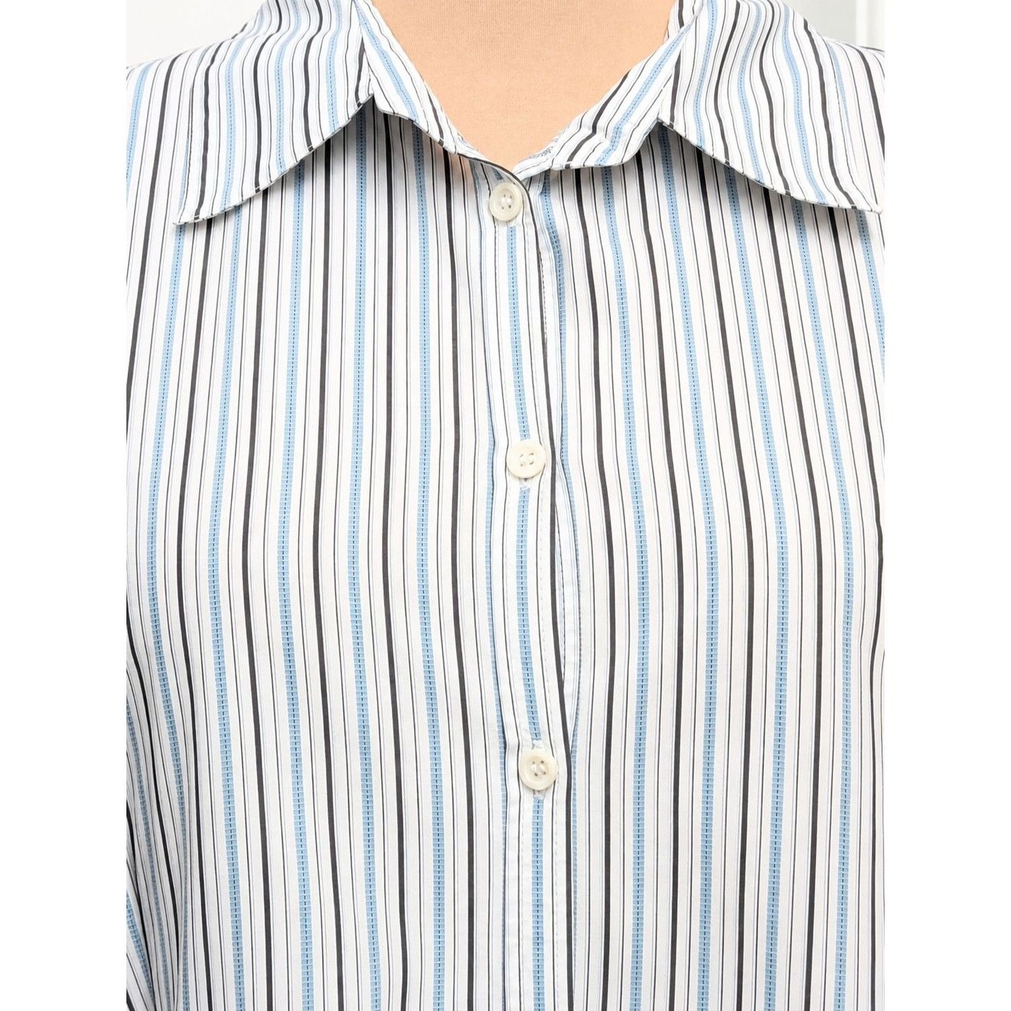 Other East 5th Plus Size 18 Striped Button Up Shirt Blue White Off Size XXL / US 16-18 / IT 52-54 - 2 Thumbnail