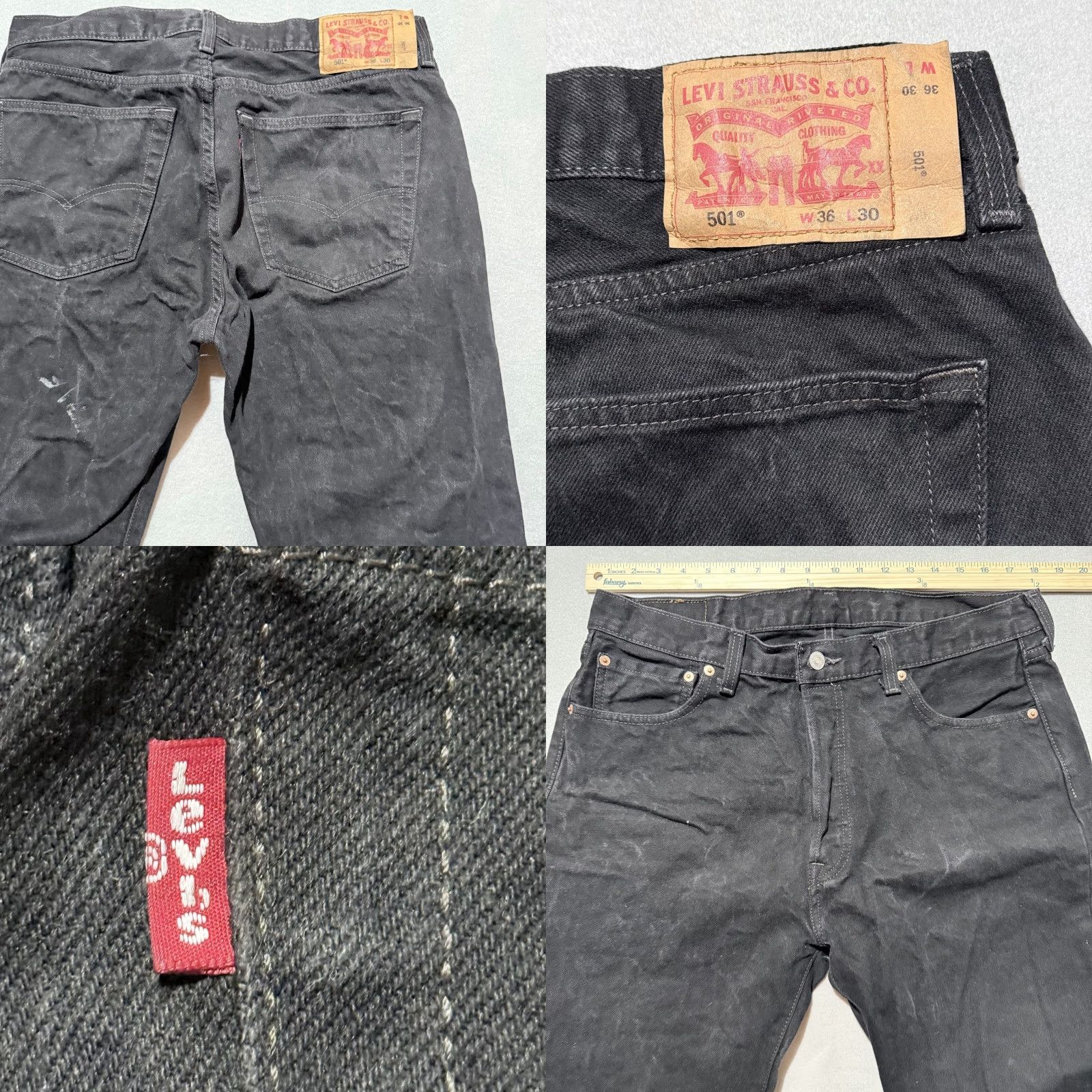 Levi's VINTAGE Levi's 501 Original Jeans Mens 36x30 Black Denim Straight Leg Button-Fly Flaws Size US 36 / EU 52 - 9 Thumbnail