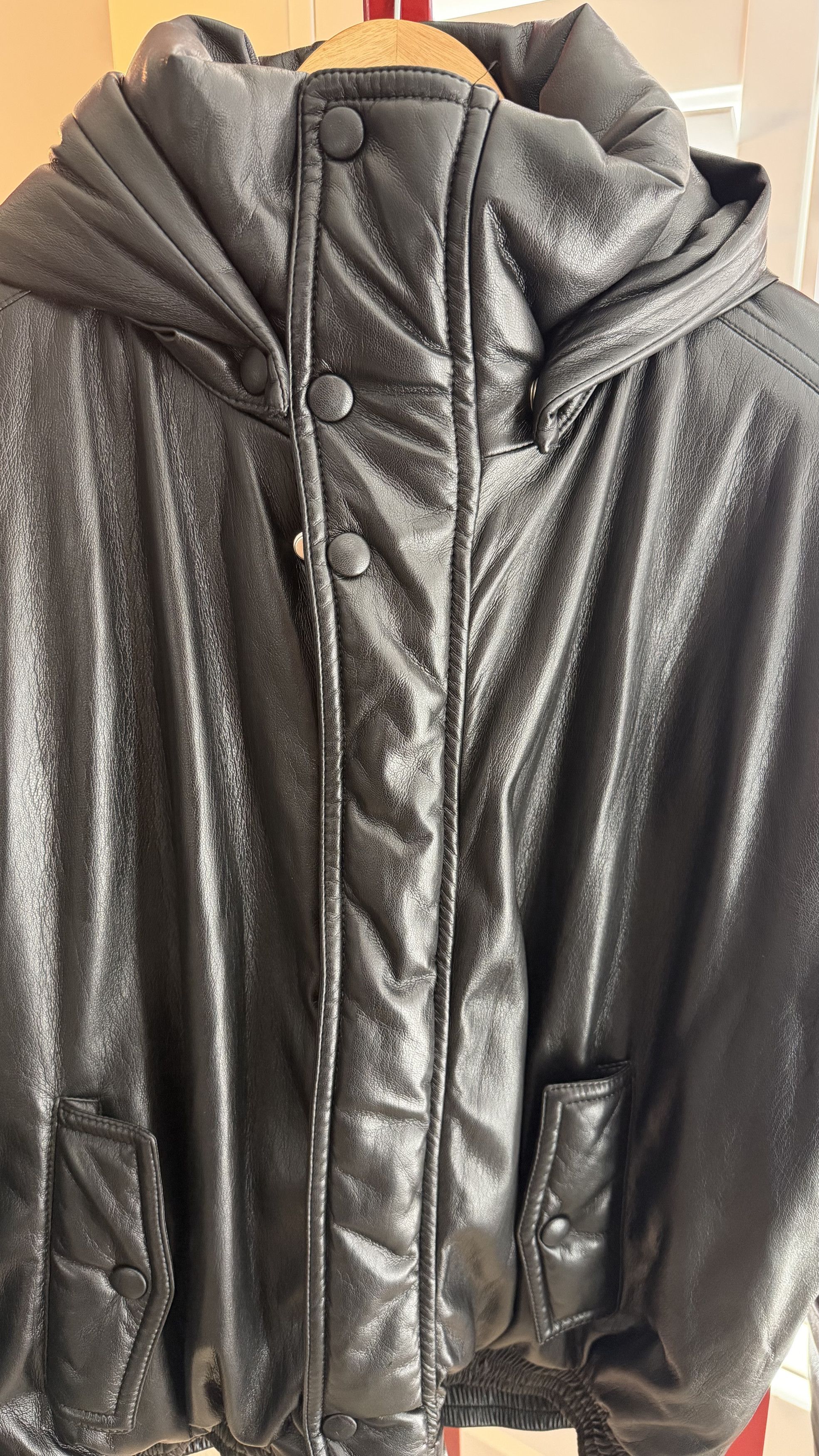 Nanushka Duy Okobor Alt-Leather Padded Bomber Jacket Black Size US L / EU 52-54 / 3 - 3 Thumbnail