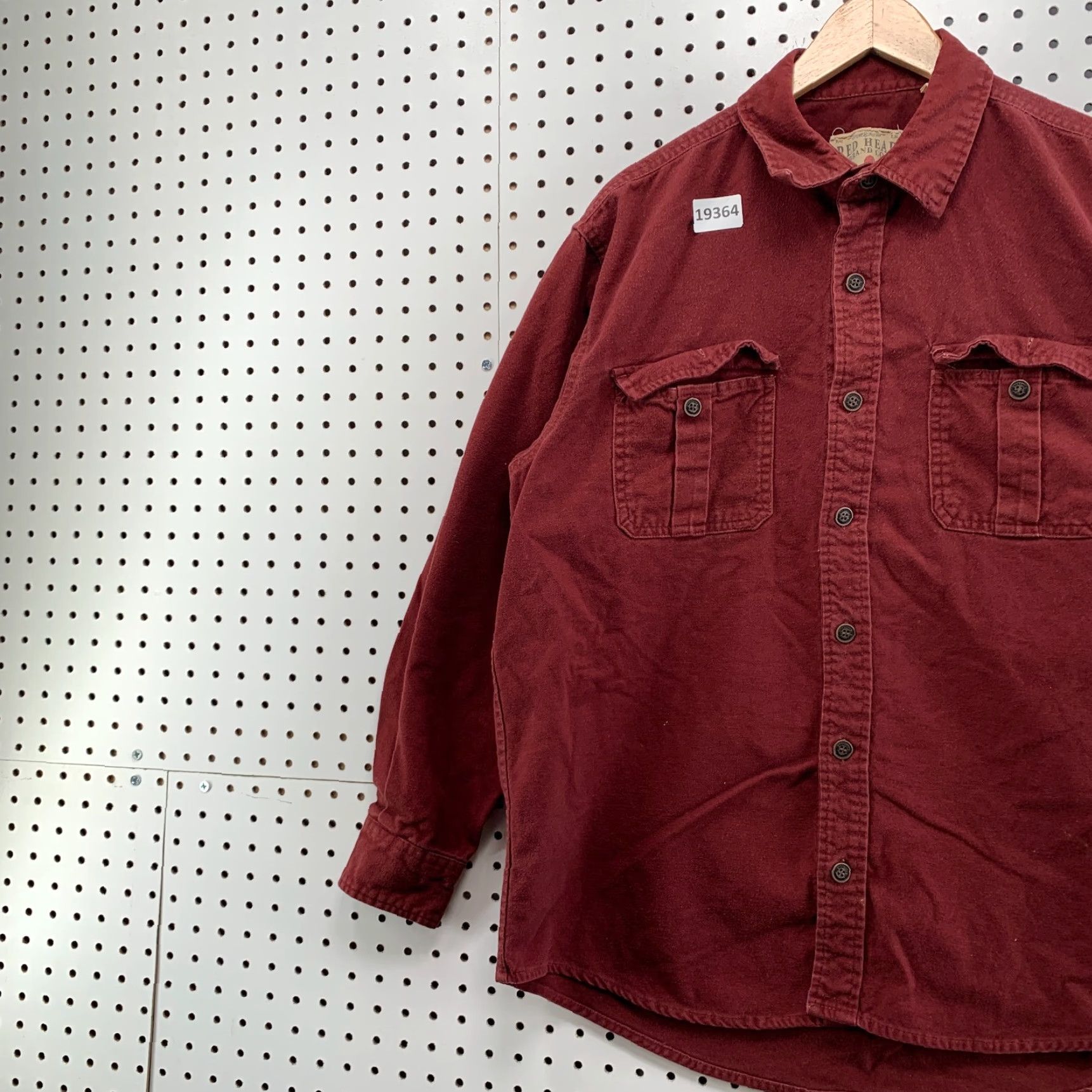 Vintage VINTAGE RedHead Button-Up Shirt Red Long Sleeve Burgundy Pockets Heavyweight L 23x30.5 Size US L / EU 52-54 / 3 - 3 Thumbnail
