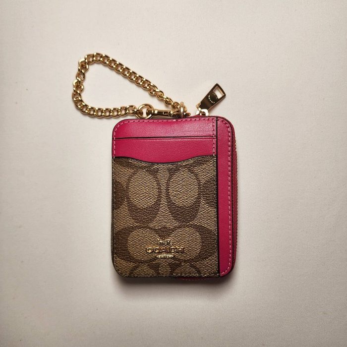 Coach Zip Card Case in Bold Pink 