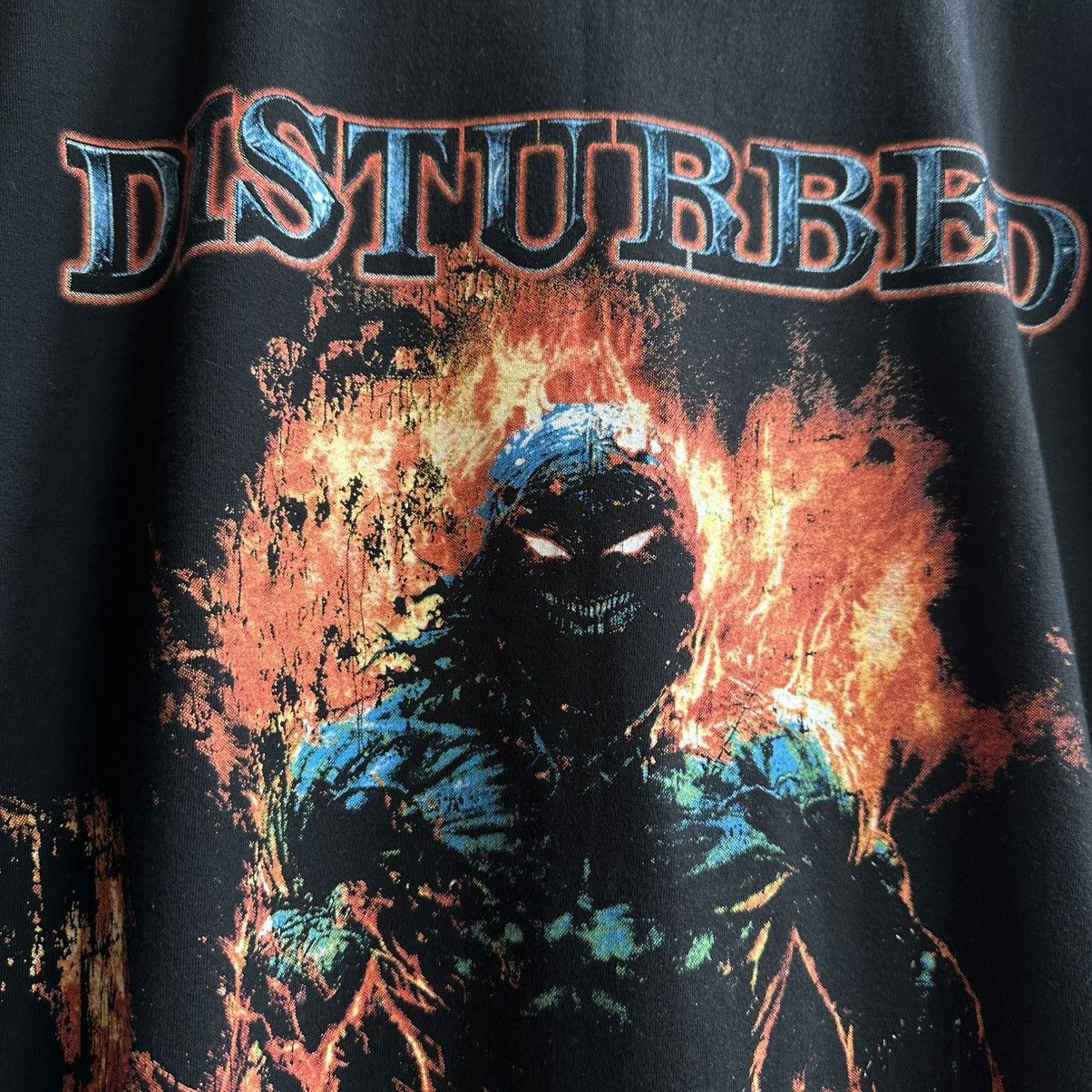 Band Tees × Vintage VINTAGE Y2K DISTURBED FLAME GRAPHIC TEE Size US M / EU 48-50 / 2 - 4 Thumbnail