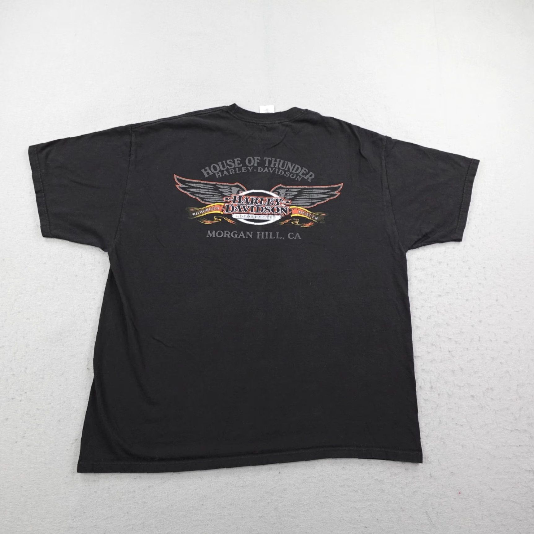 Harley Davidson Harley-Davidson Shirt Mens 2XL Black Motorcycle Morgan Hill House Of Thunder '07 T-Shirt Crew Neck Short Sleeve Graphic Print Logo Vintage: No Size US XXL / EU 58 / 5 - 5 Thumbnail