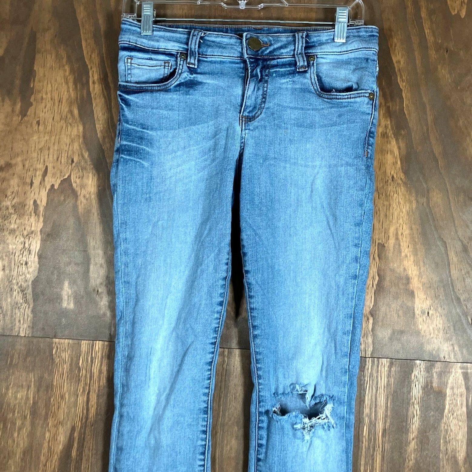 Vintage KUT from the Kloth Jeans Women 6 Blue Denim Skinny Ankle Distressed Stretch 5-Pocket Regular Womens Size 29" - 2 Thumbnail