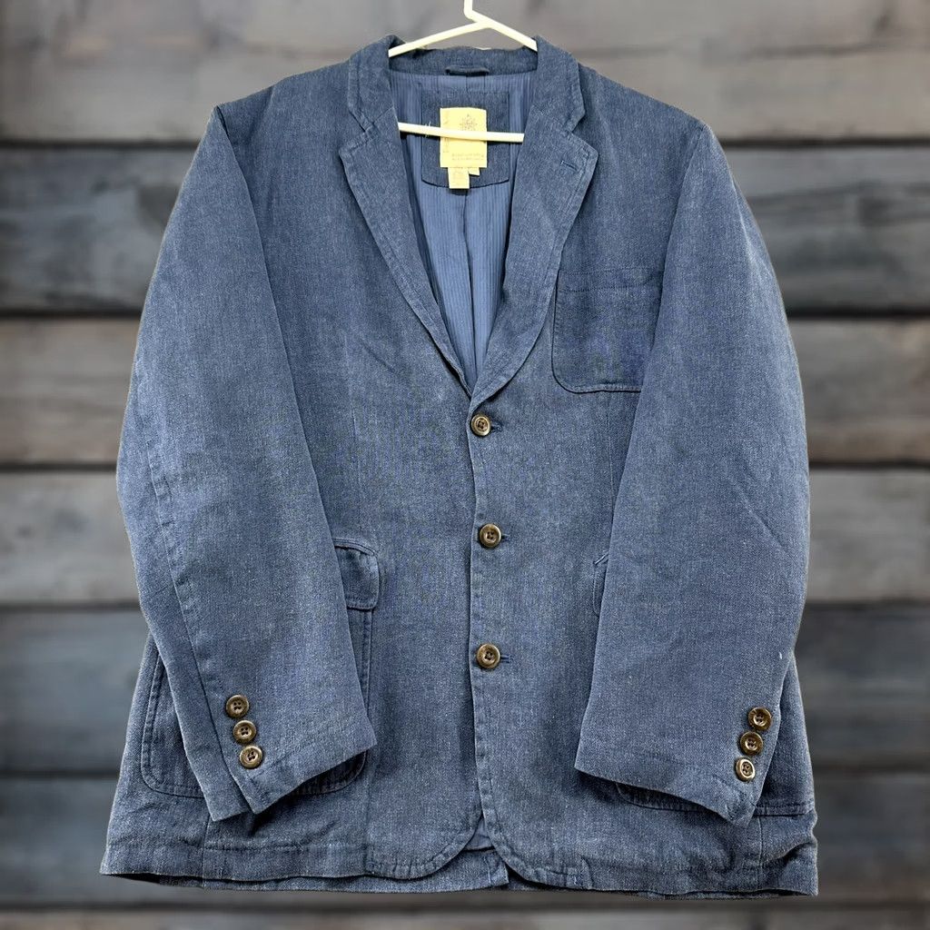 The Territory Ahead Territory Ahead Blazer Mens 42R Blue Jacket Solid Casual business Mens 90s Coat Blazer Single-Breasted Notch Lapel Shirt? Size 42R - 1 Thumbnail