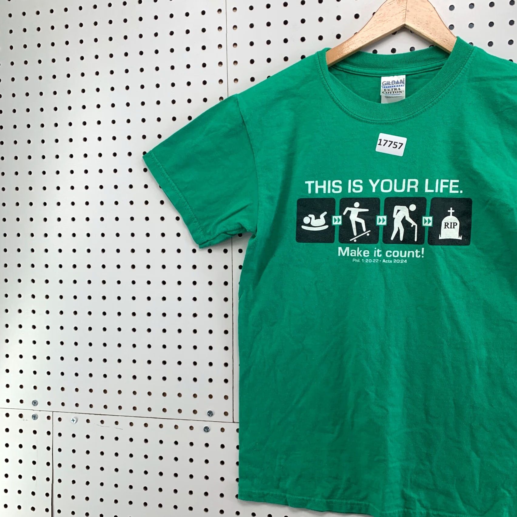 Gildan Vintage This IS Your Life Make It Count Shirt Green Adult Small Short Sleeve Crew Neck Unisex T-Shirt, 100% Cotton, Gildan, Funny Pattern, 90s Theme Size US S / EU 44-46 / 1 - 3 Thumbnail