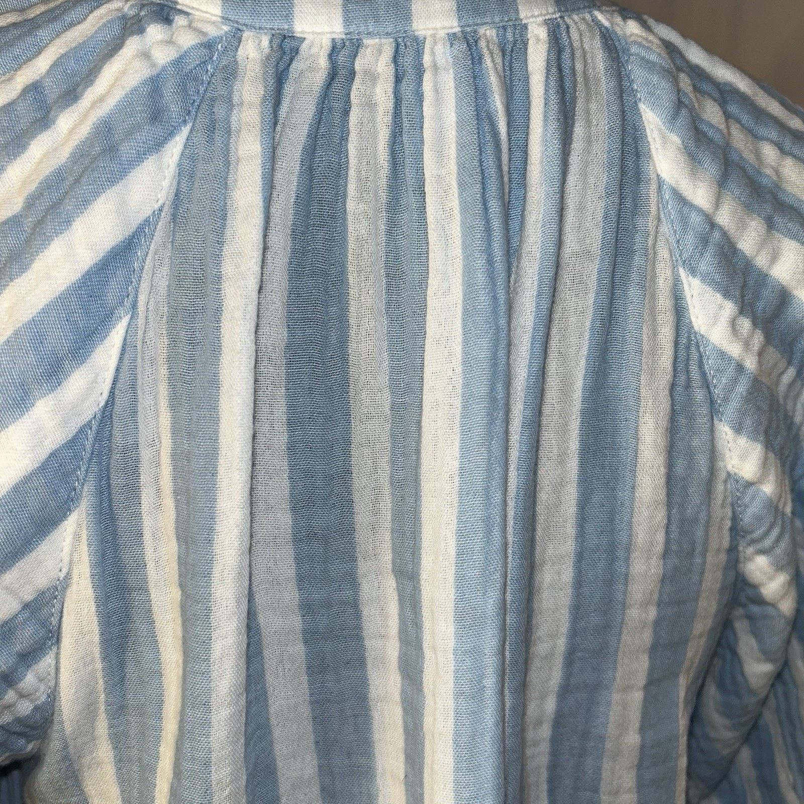Old Navy Old Navy Blue & White Cotton 3/4 Puff Sleeve Dress Small Size S / US 4 / IT 40 - 3 Thumbnail