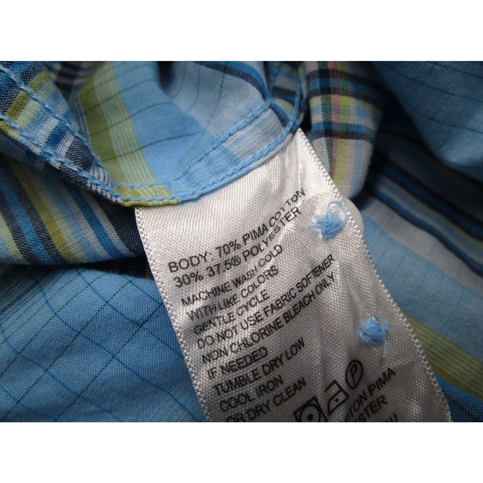 Tommy Bahama Tommy Bahama Men's Large Blue Plaid Island Zone Pima Cotton Blend Button Up Long Sleeve Shirt Size US L / EU 52-54 / 3 - 6 Thumbnail