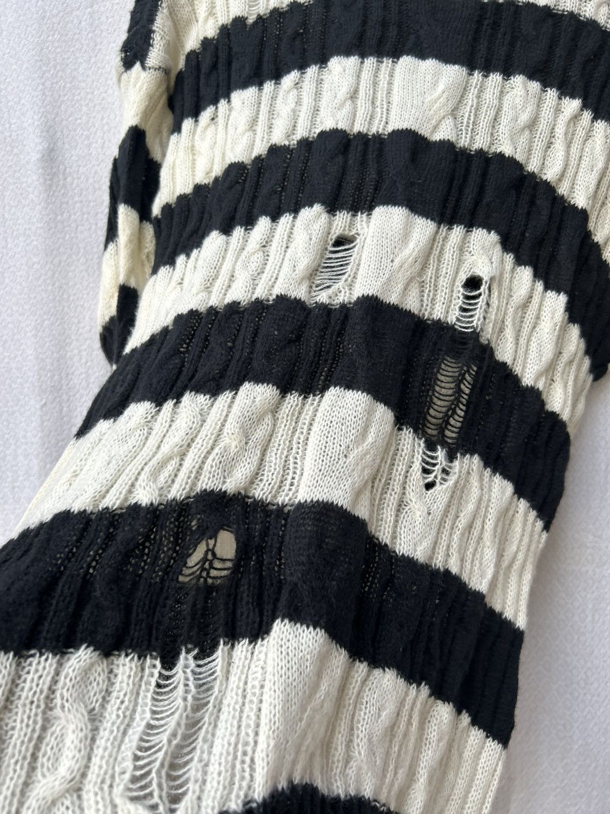 If Six Was Nine × Japanese Brand × Le Grande Bleu (L.G.B.) Distressed Crazy Mohair Grunge Knitted Stripe Styled Size US L / EU 52-54 / 3 - 5 Thumbnail