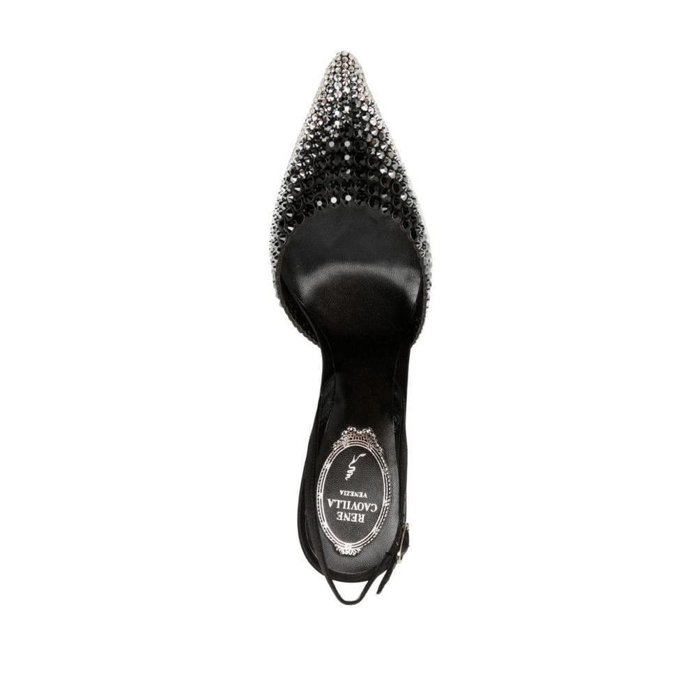 RENE CAOVILLA CRYSTALS LEATHER SLINGBACK PUMPS SIZE 36