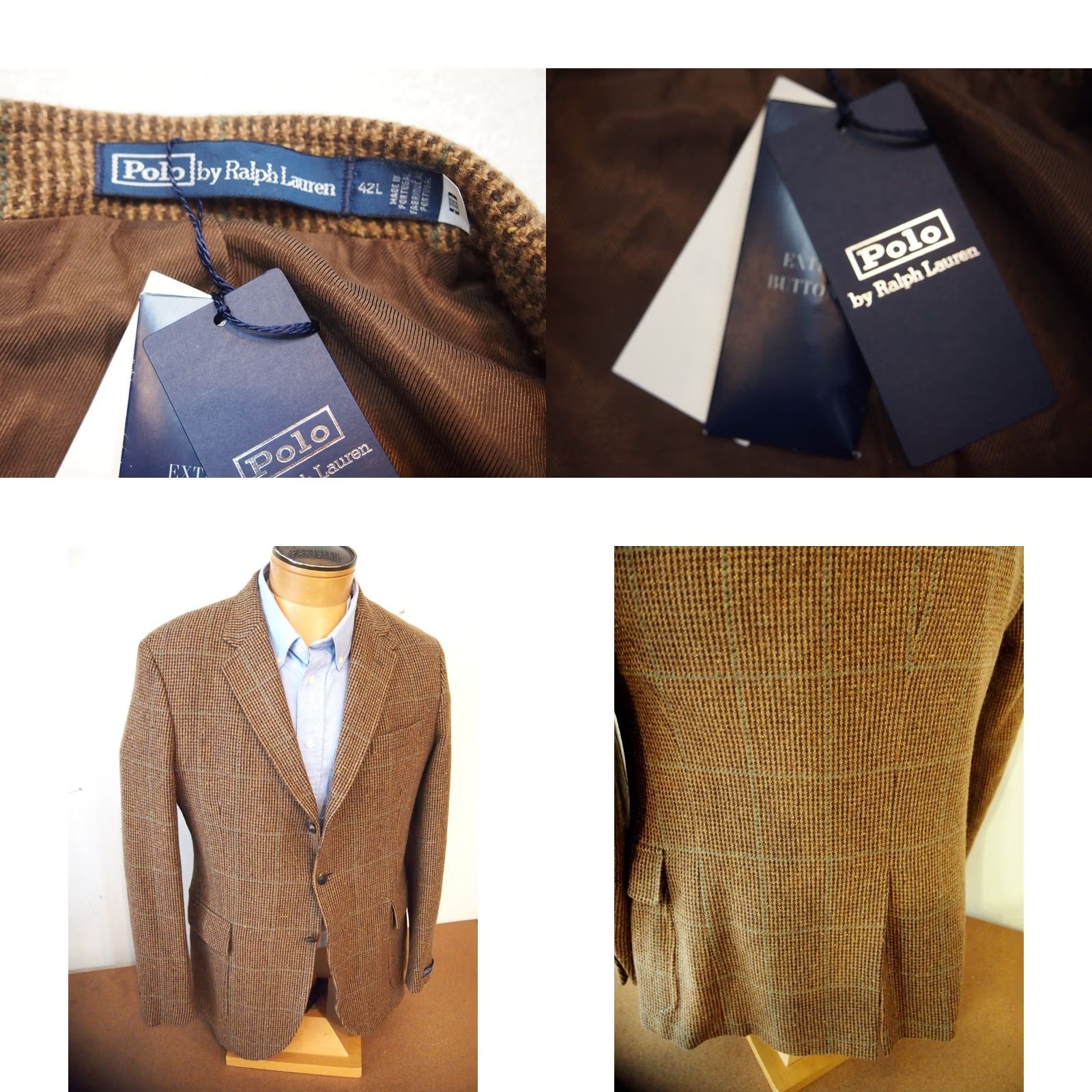 Polo Ralph Lauren Polo Ralph Lauren Sport Coat 42L Brown Wool Blend Tweed Houndstooth Tic Weave NWT Mens Size US XL / EU 56 / 4 - 8 Thumbnail