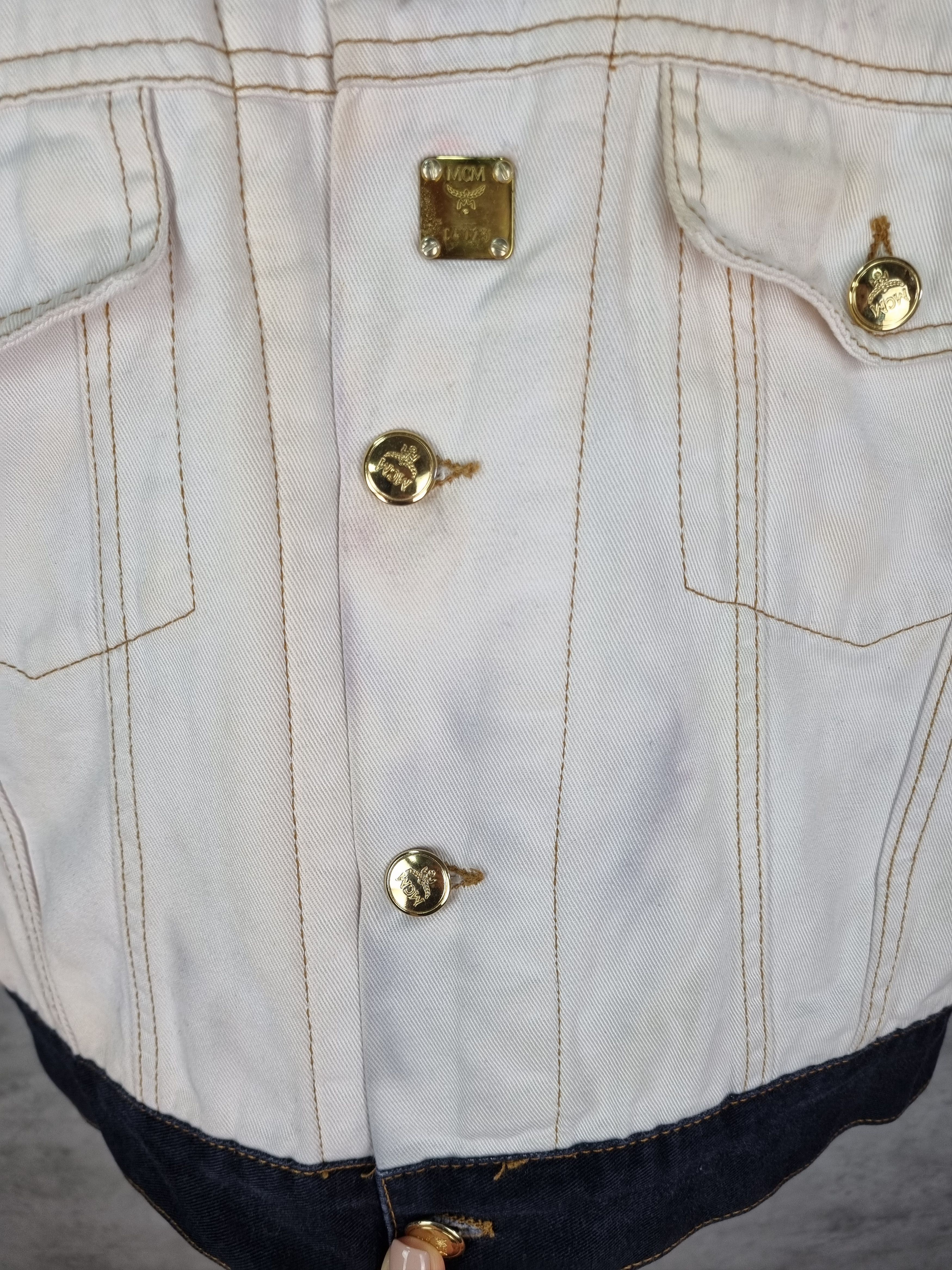 MCM Rare MCM Denim Jacket Made in Italy Dirty Vintage Size S / US 4 / IT 40 - 6 Thumbnail