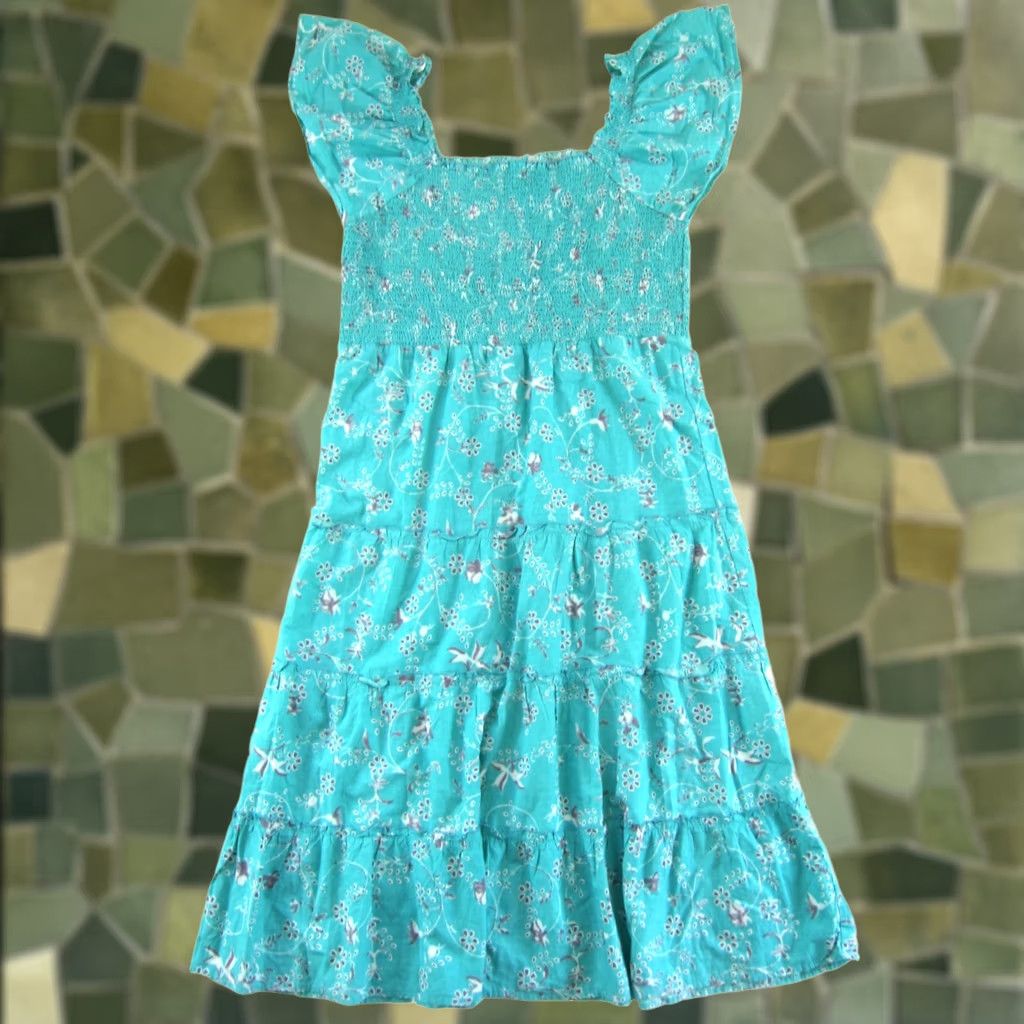 Globe The Golden Globe Clothing Maxi Teal 2X Dress Womens Bohemian Floral Cotton Long Sundress Size XXL / US 16-18 / IT 52-54 - 1 Thumbnail
