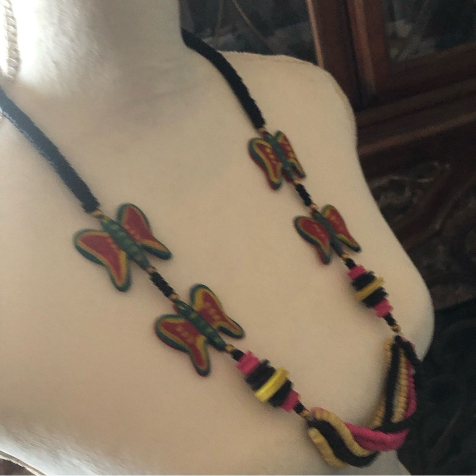 Vintage Vintage boho handmade painted wood bead necklace Size ONE SIZE - 3 Thumbnail