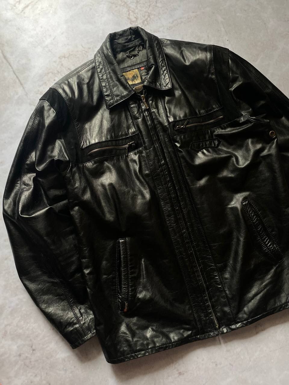 Genuine Leather Vintage Leather Bomber Jacket Moto Y2K Schott Style Size US L / EU 52-54 / 3 - 2 Thumbnail