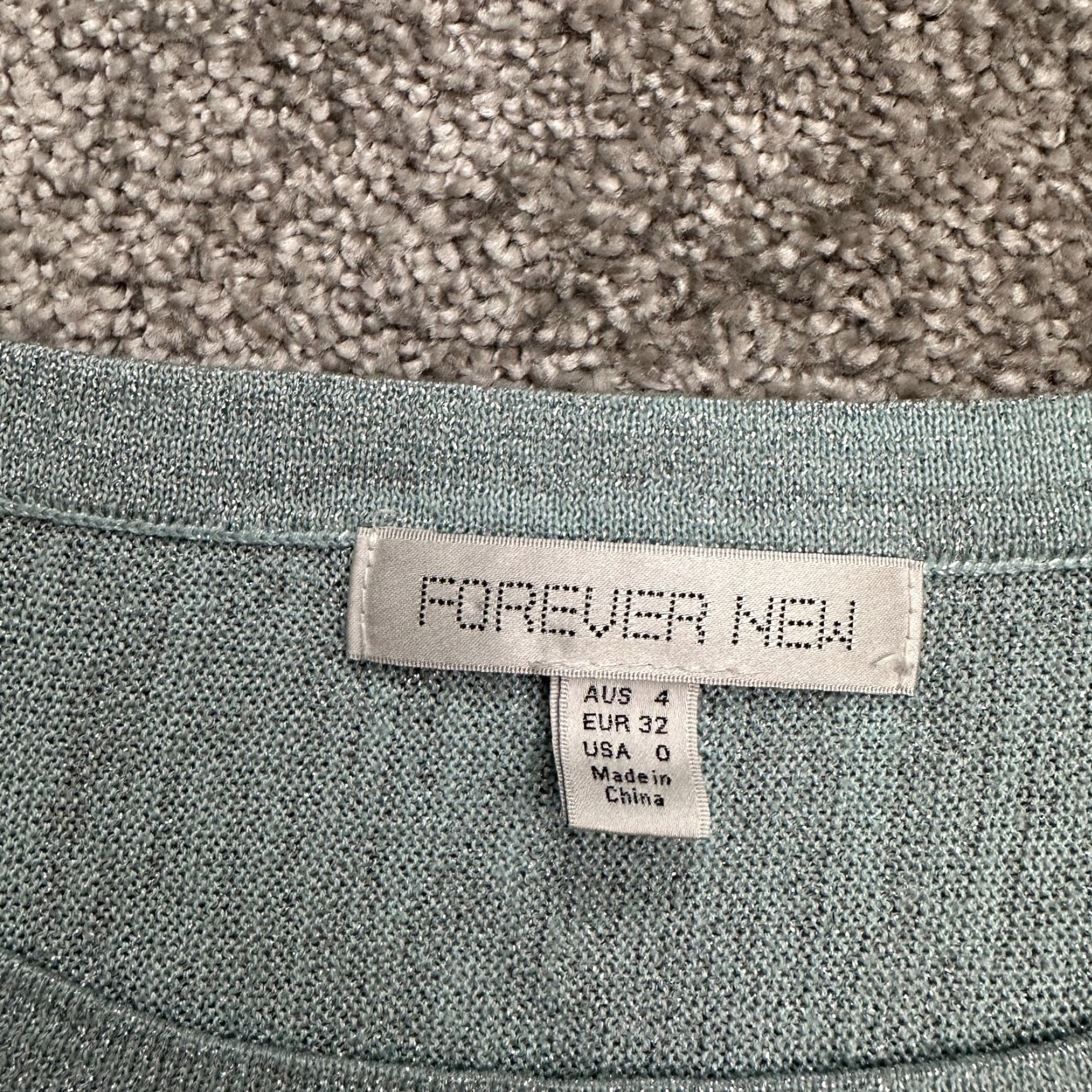 Vintage Forever New Knit Top 4 Womens Green Sparkly Metallic Short Sleeve Sweater Blouse Size S / US 4 / IT 40 - 4 Thumbnail