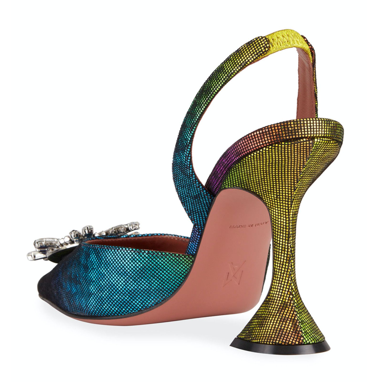 Amina Muaddi Begum Sling Metl Slingback Sandal Heel Pump 41.5 Size US 11.5 / IT 41.5 - 5 Thumbnail