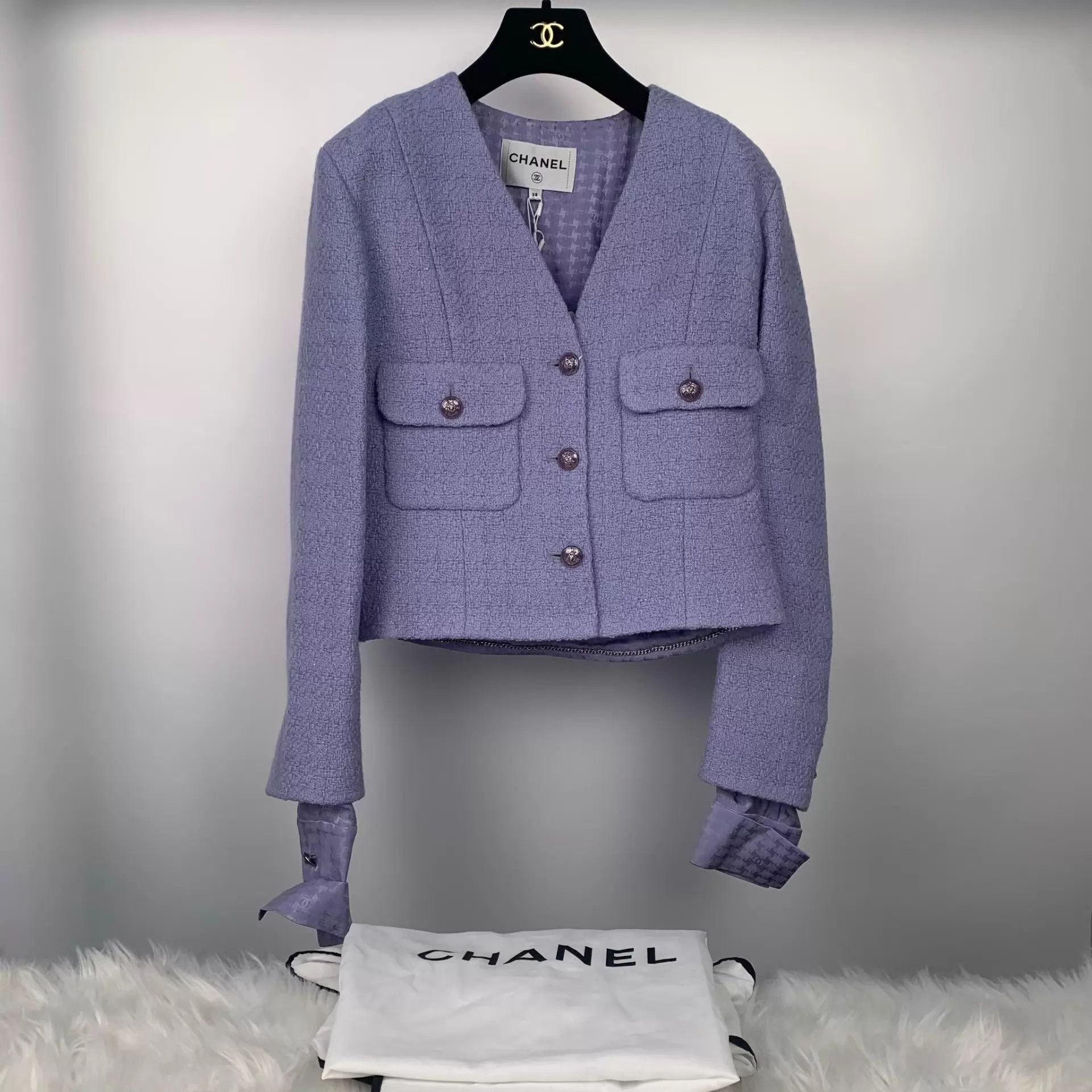 Chanel Chanel Women's Wool Coat Light Purple Size 38 Size S / US 4 / IT 40 - 1 Thumbnail