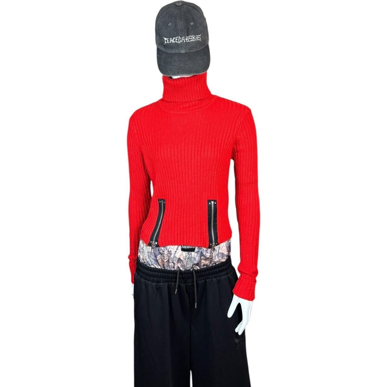 Jean Paul Gaultier x Lindex Red Ribbed Turtleneck Sweater